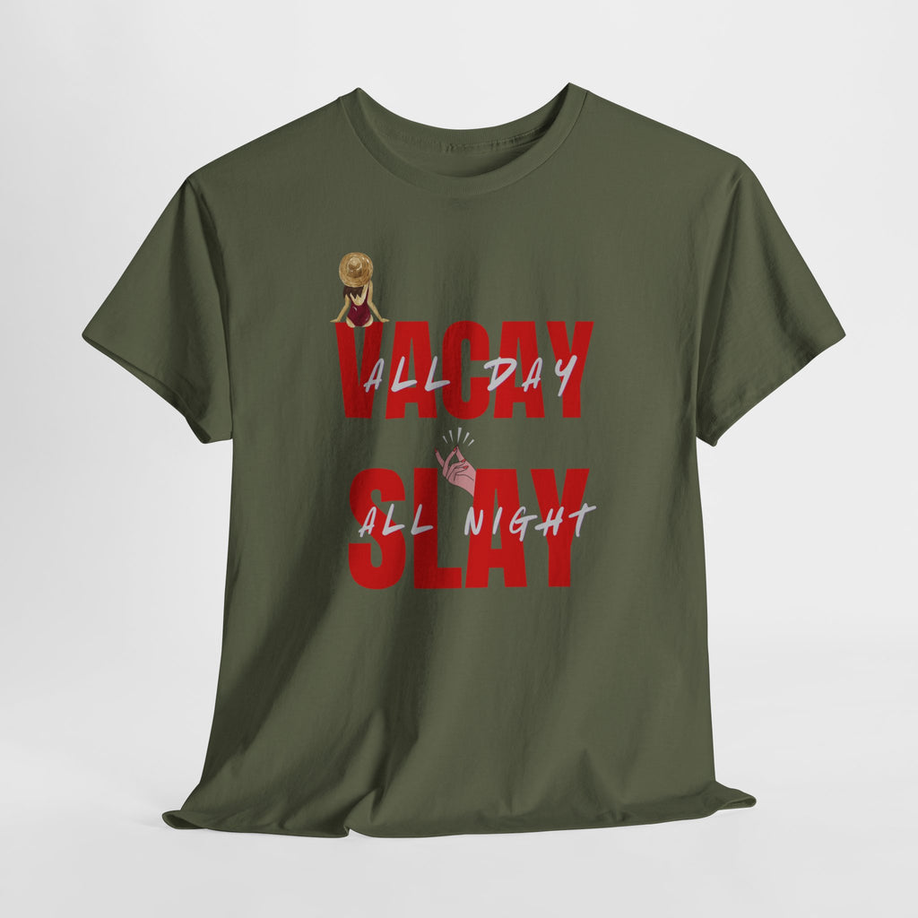 Slay All Night Graphic Tee — "Slay All Night" Red Text Party Shirt