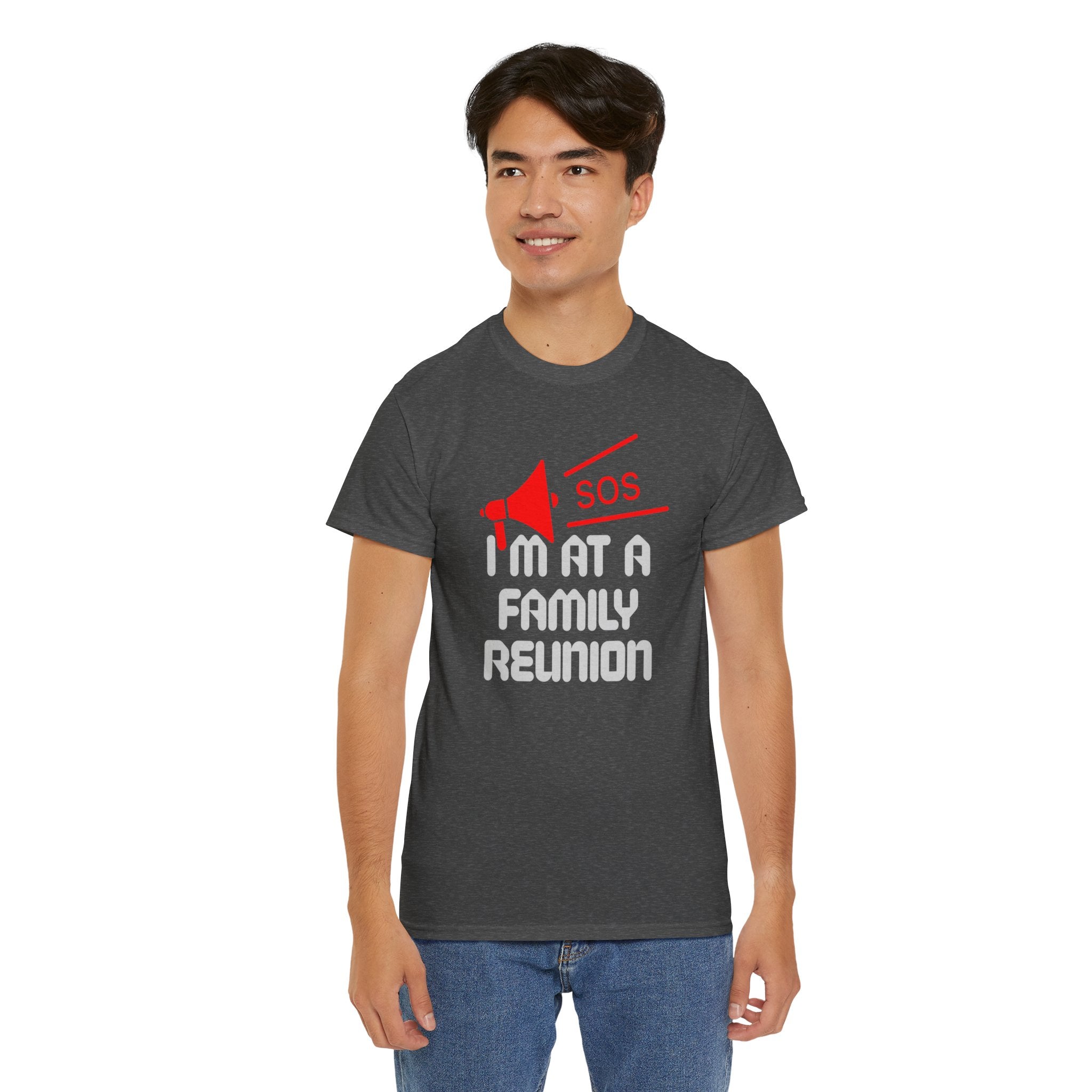 I'm At A Family Reunion T‑Shirt — Funny SOS Megaphone Family Reunion Tee