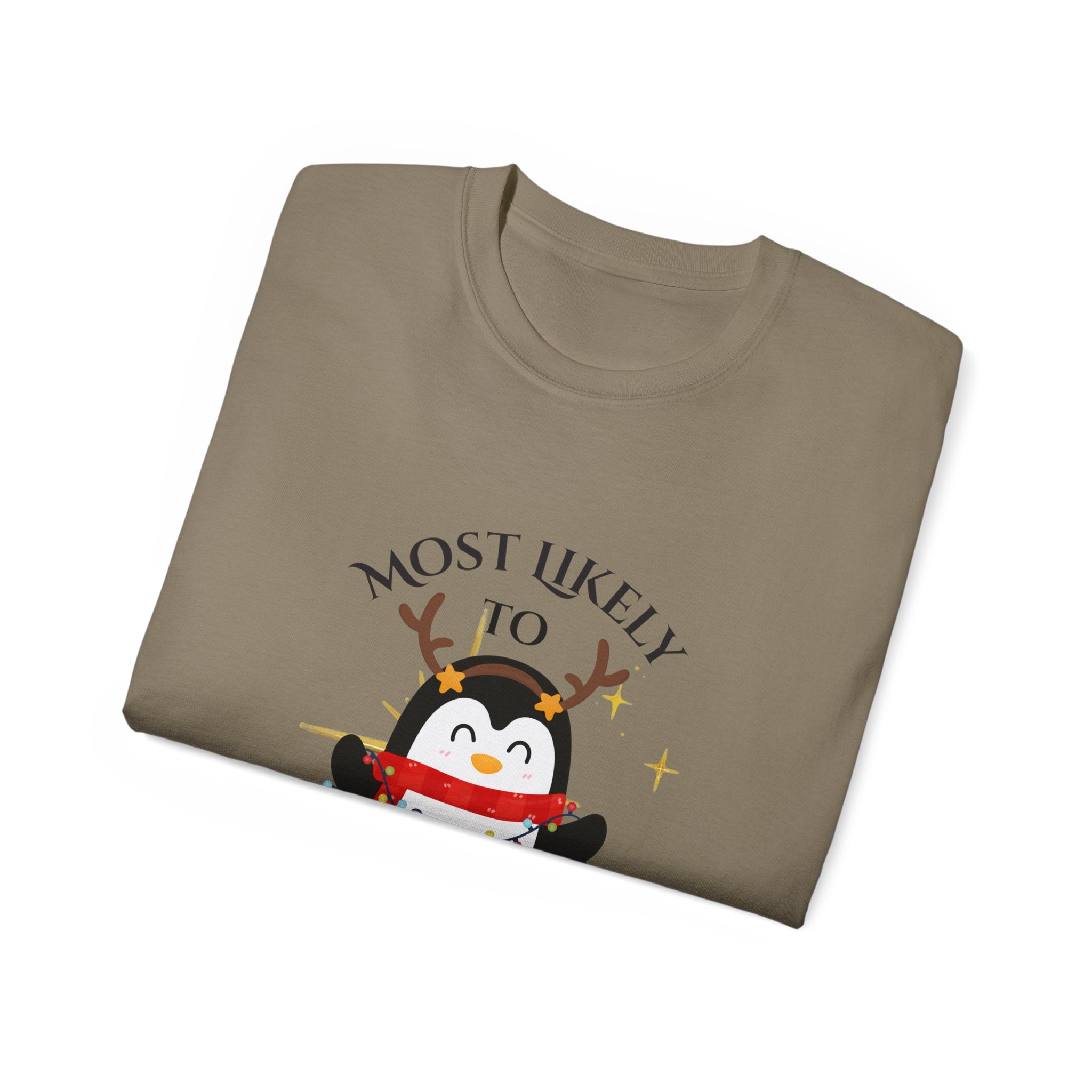 Most Likely to love Gift Cards Tee, Funny Holiday Shirt, Cute Christmas T-Shirt, Gift for Him/Her, Unisex Cotton Tee