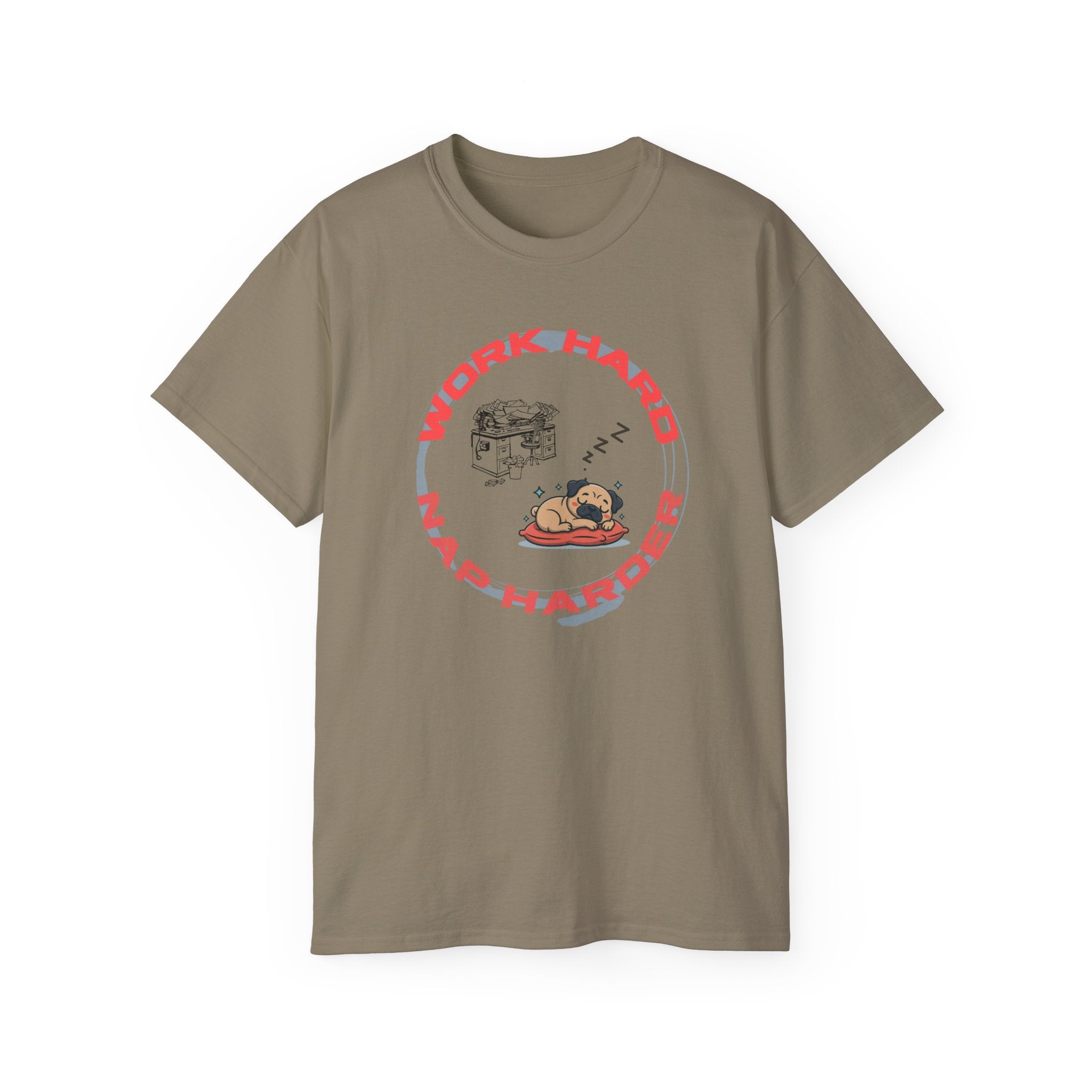 Work Hard Nap Harder T‑Shirt — Funny Sleep Lover Graphic Tee