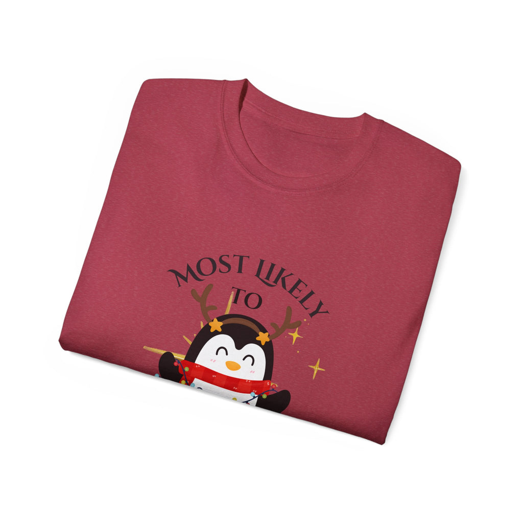 Most Likely to love Gift Cards Tee, Funny Holiday Shirt, Cute Christmas T-Shirt, Gift for Him/Her, Unisex Cotton Tee