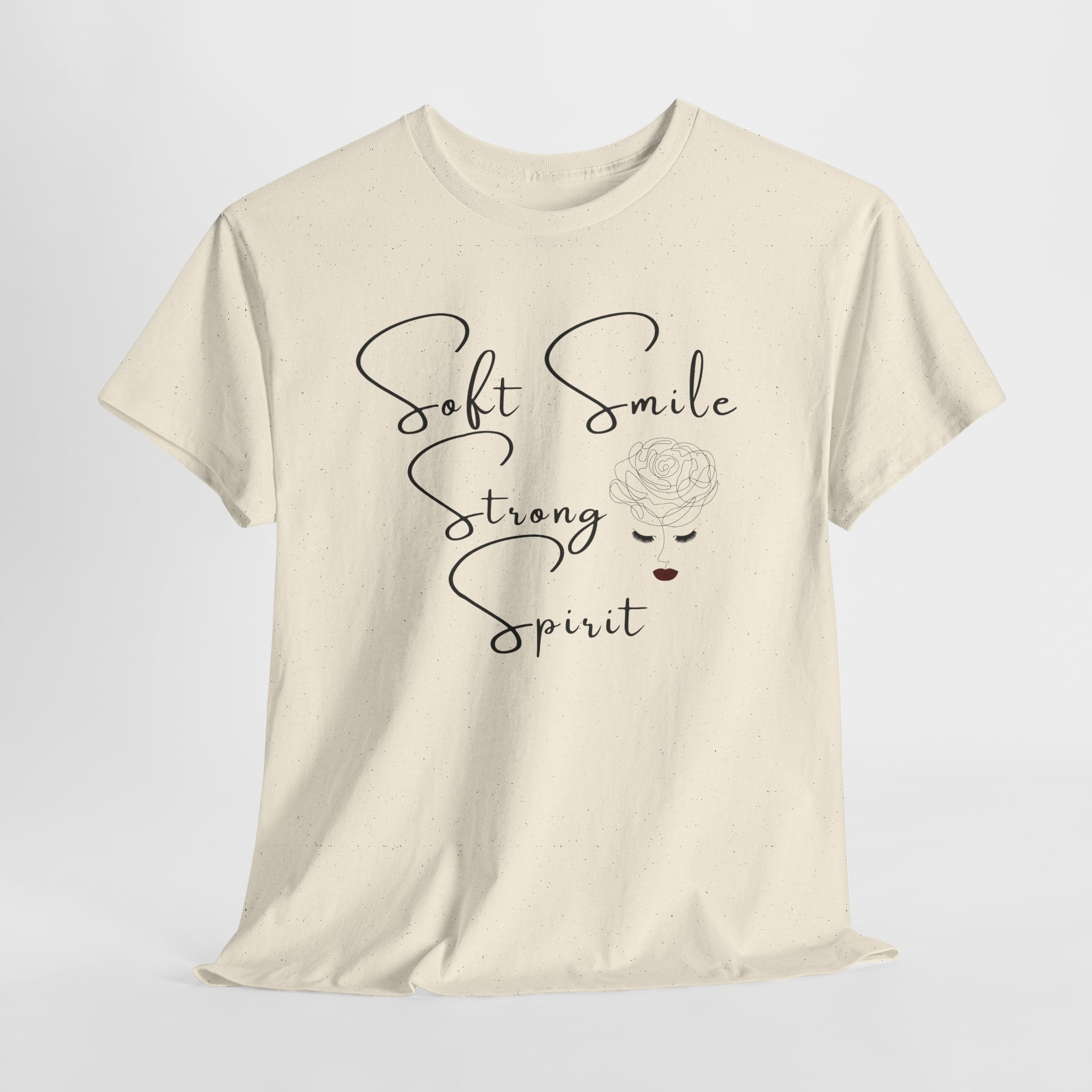 Soft Smile Strong Spirit Tee — Minimal Line Art Inspirational T-Shirt