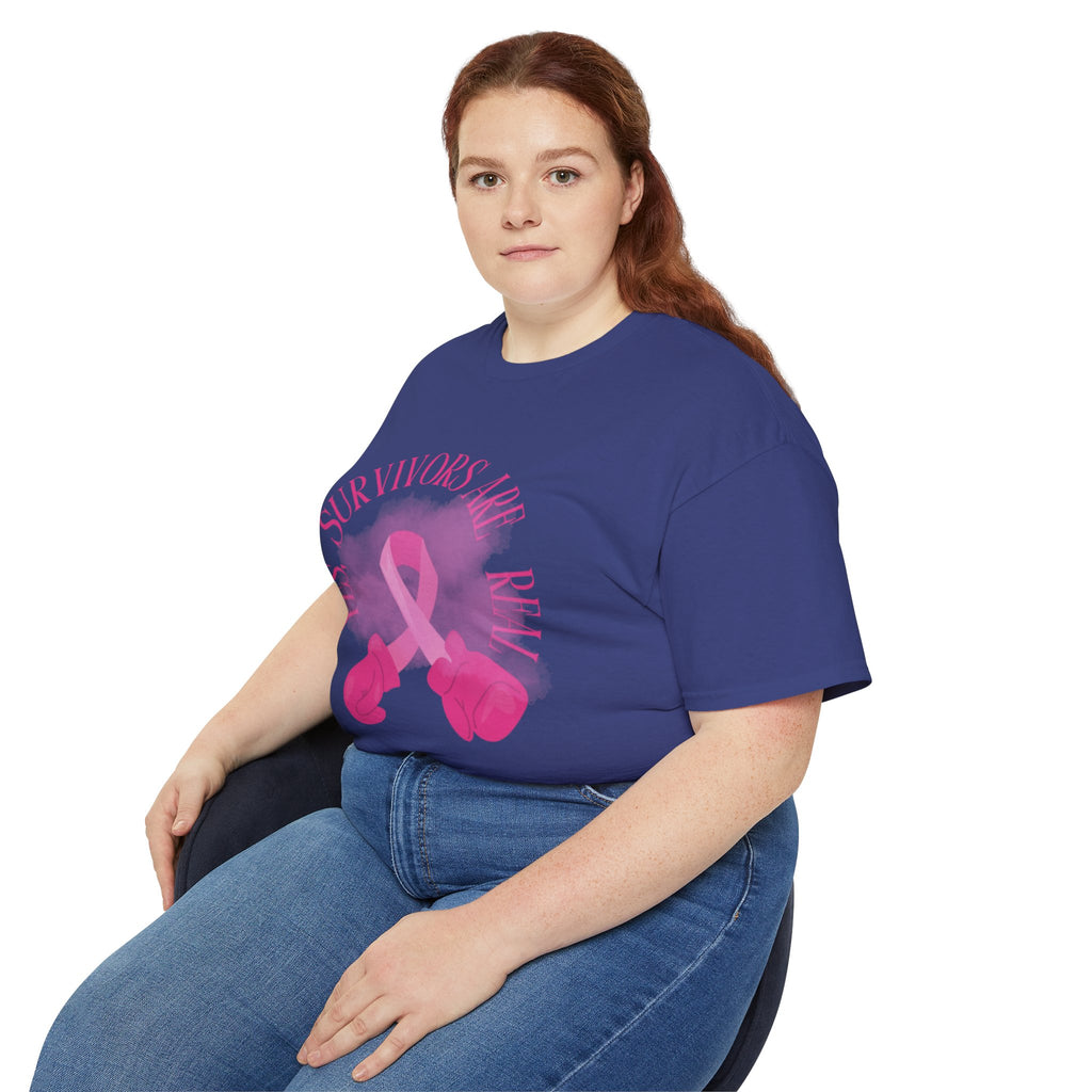 Breast Cancer Survivors Are Real T-Shirt — Pink Ribbon Boxing Gloves Tee