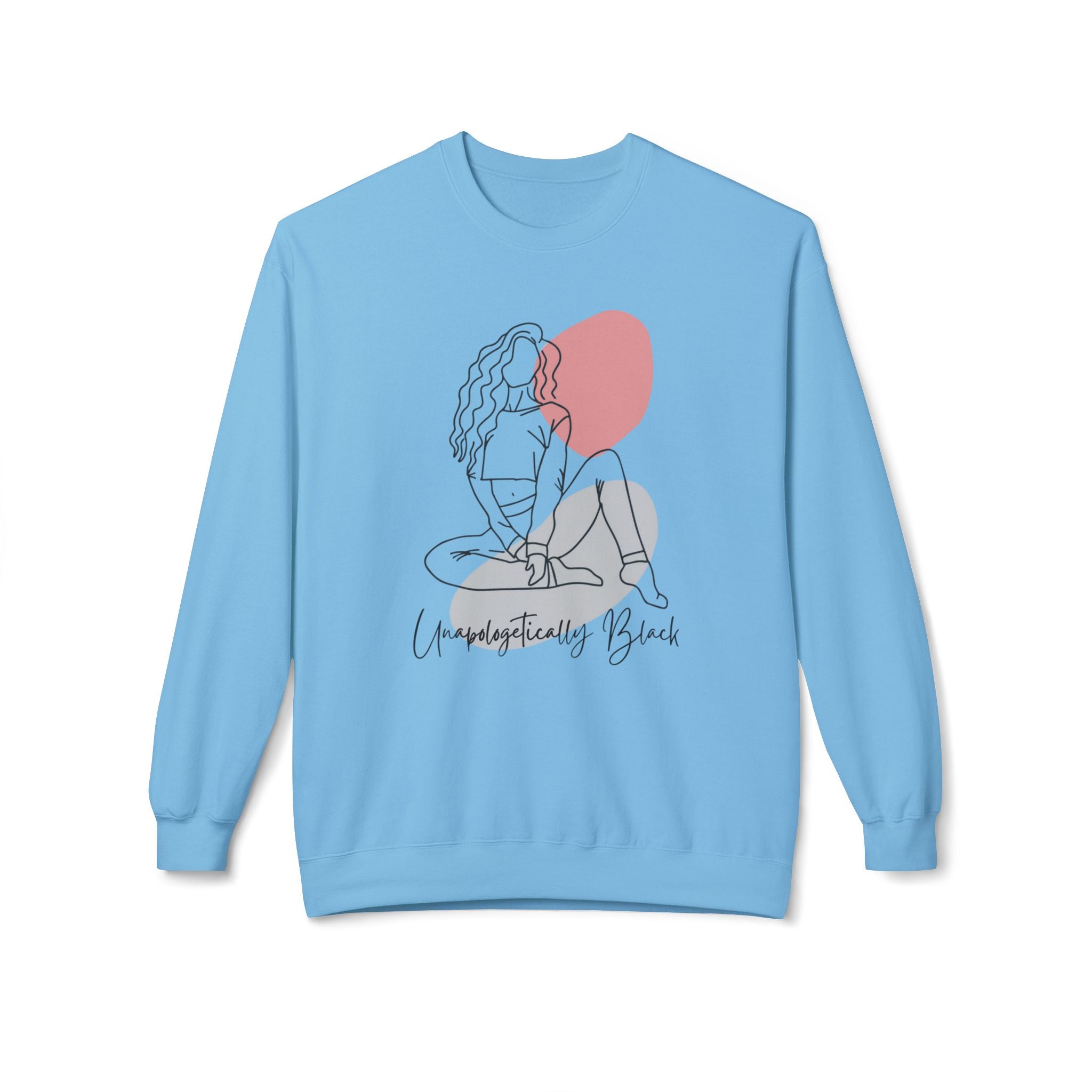 Crewneck Sweatshirt — Minimal Line Art Woman "Unapologetically Black" Graphic