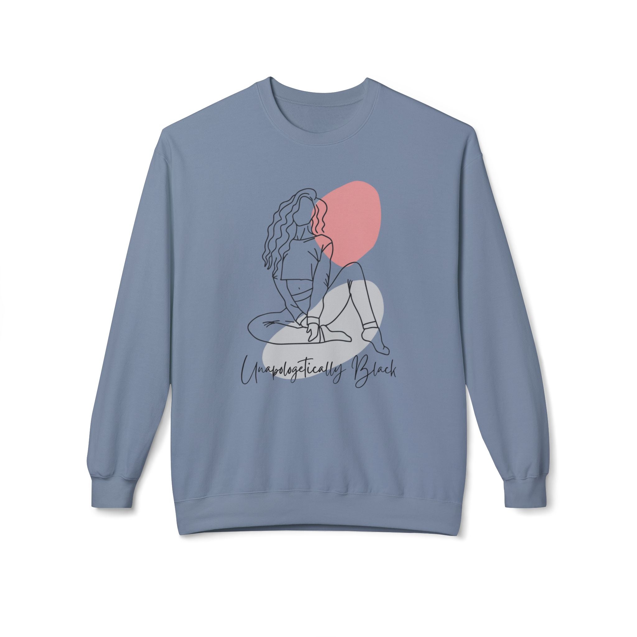 Crewneck Sweatshirt — Minimal Line Art Woman "Unapologetically Black" Graphic