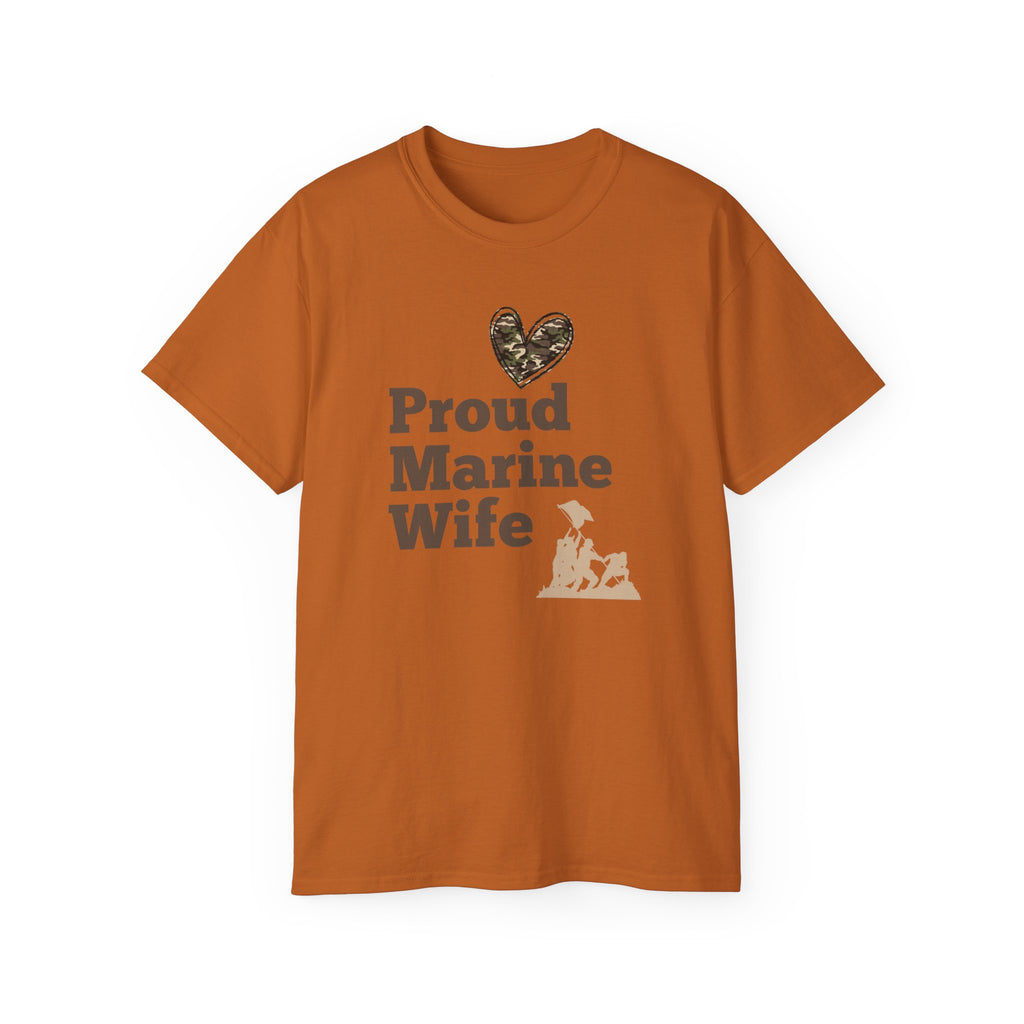 Proud Marine Wife T-Shirt — Camouflage Heart & Marine Family Tee