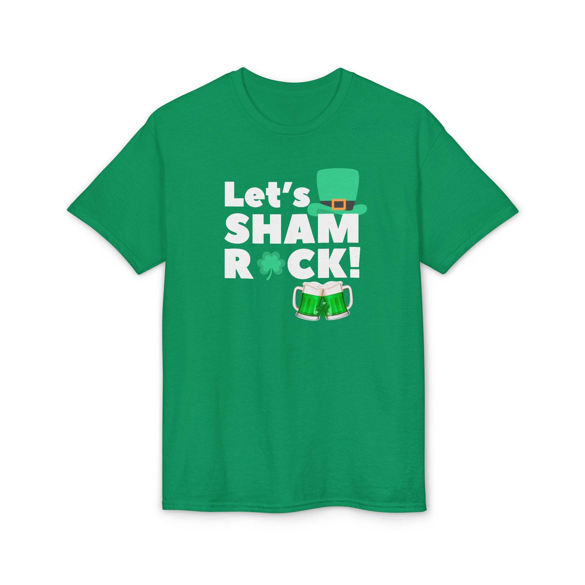 Let's Shamrock! St. Patrick's Day T-Shirt — Green Leprechaun Hat & Beer Mug Design
