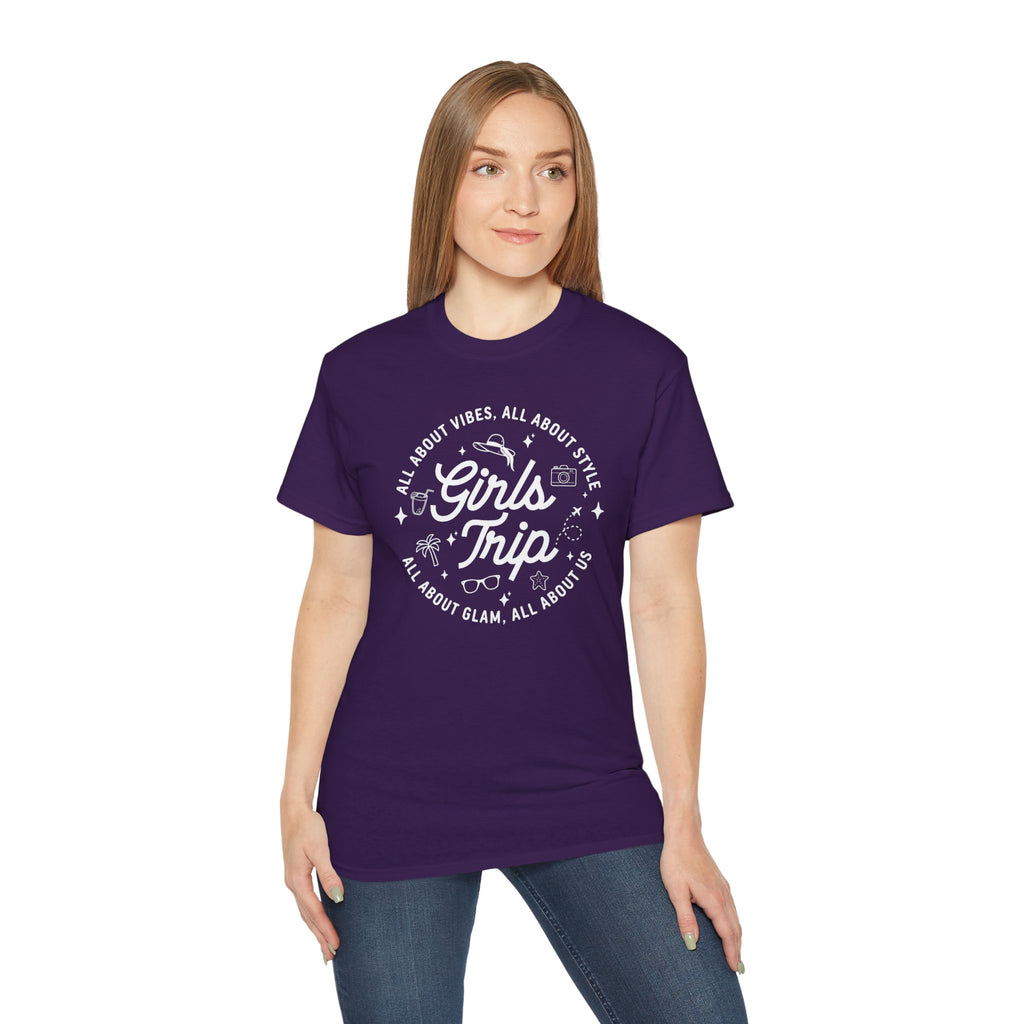 Girls Trip T-Shirt — 'All About Vibes, All About Style' Graphic Tee for Bachelorette & Vacation