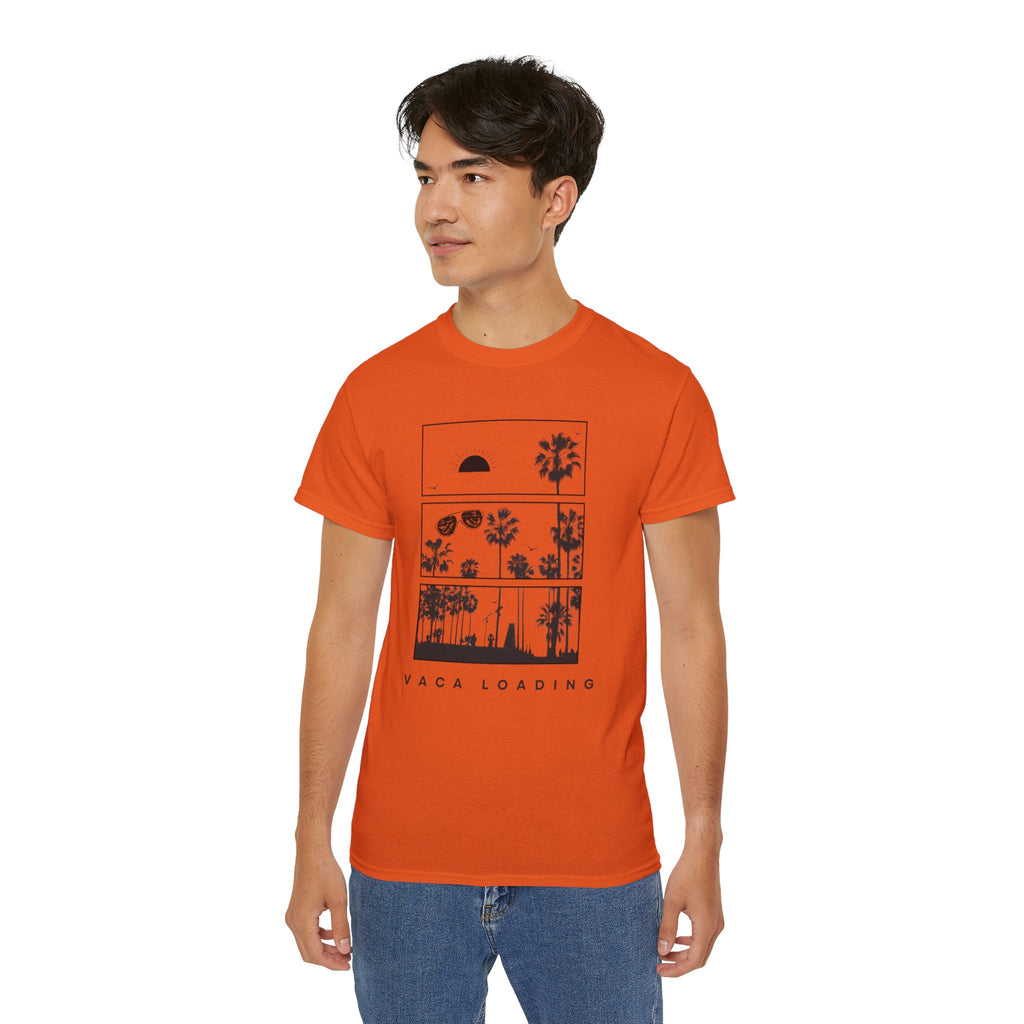 Vacation Loading T‑Shirt — Retro Palm & Sunset Graphic Tee