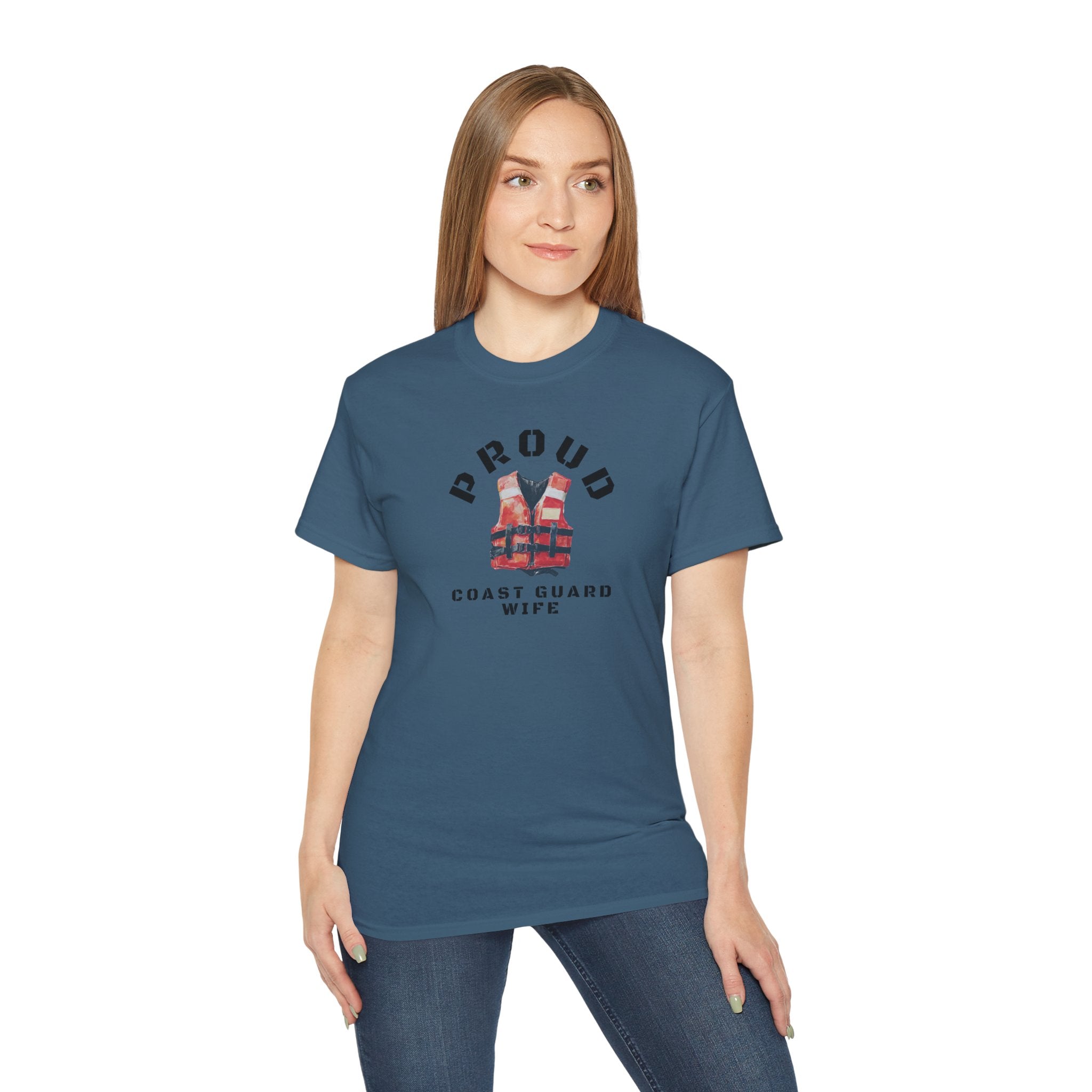 Proud Coast Guard Wife T-Shirt — Life Vest Graphic Tee for Military Spouses