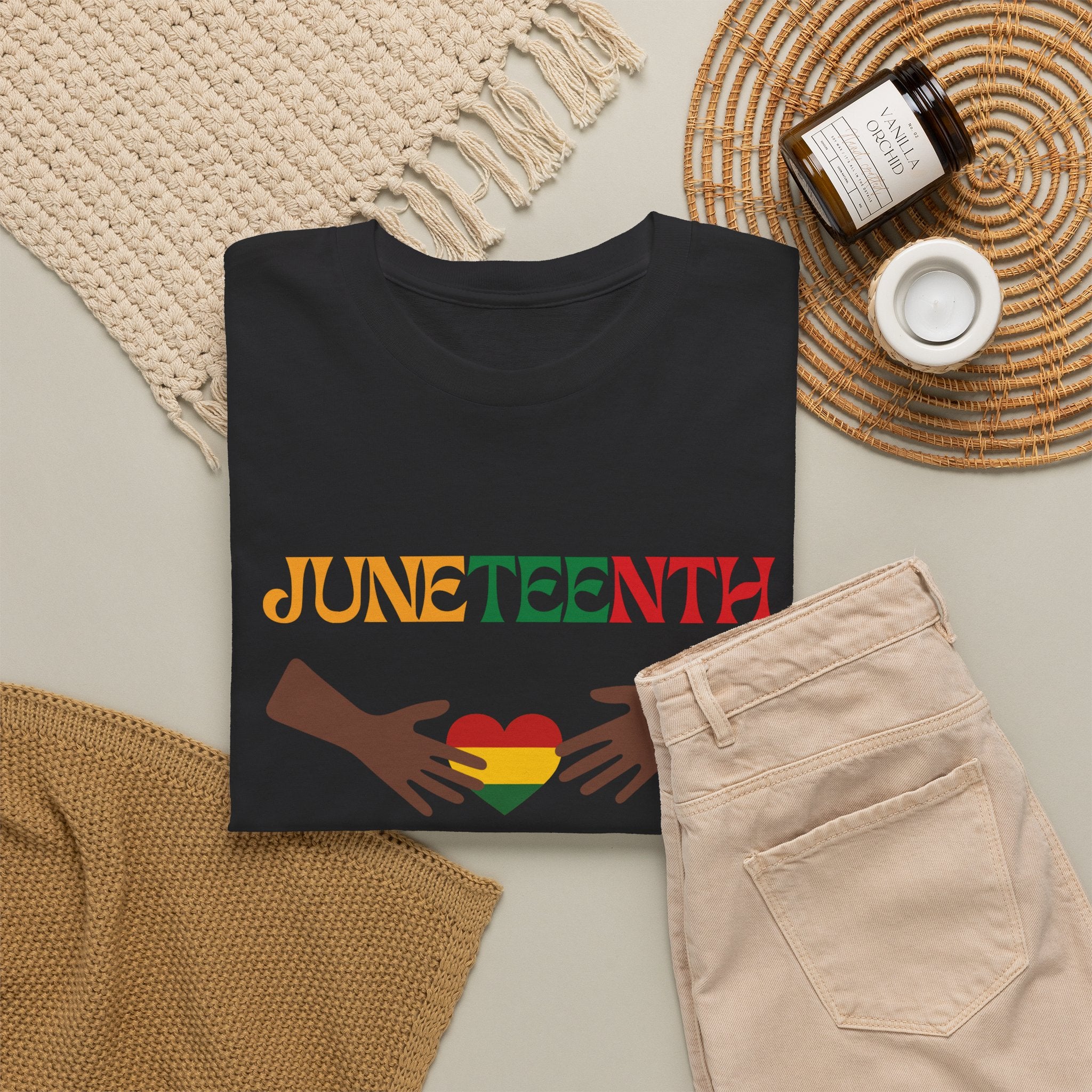 Juneteenth 1865 T-Shirt — Black History Celebration Tee with Heart & Hands Design
