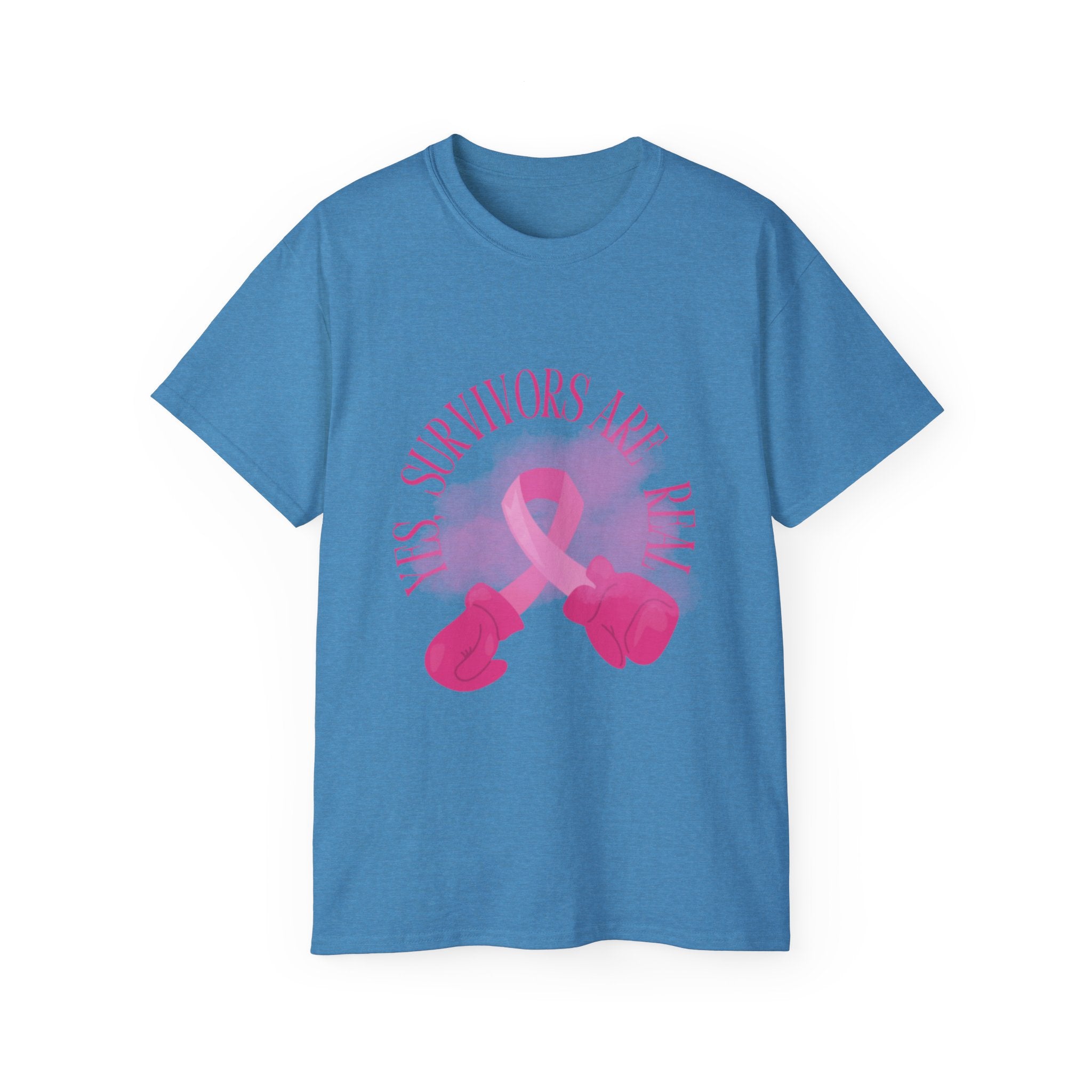 Breast Cancer Survivors Are Real T-Shirt — Pink Ribbon Boxing Gloves Tee