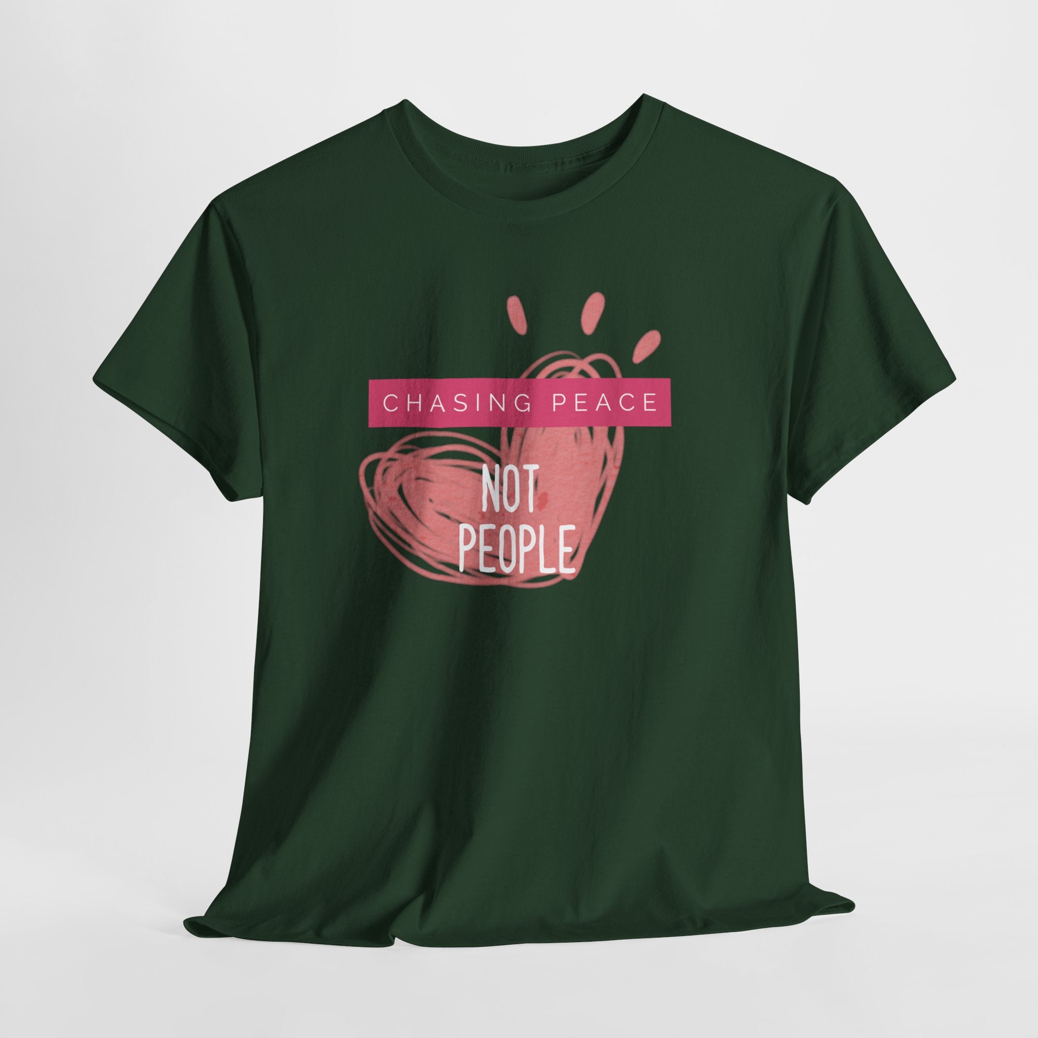 Chasing Peace Not People Tee — Pink Graphic Mental Health Awareness T‑Shirt