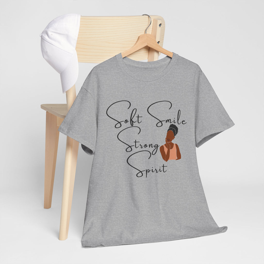 Soft Smile Strong Spirit Tee — Minimal Line Art Inspirational T-Shirt