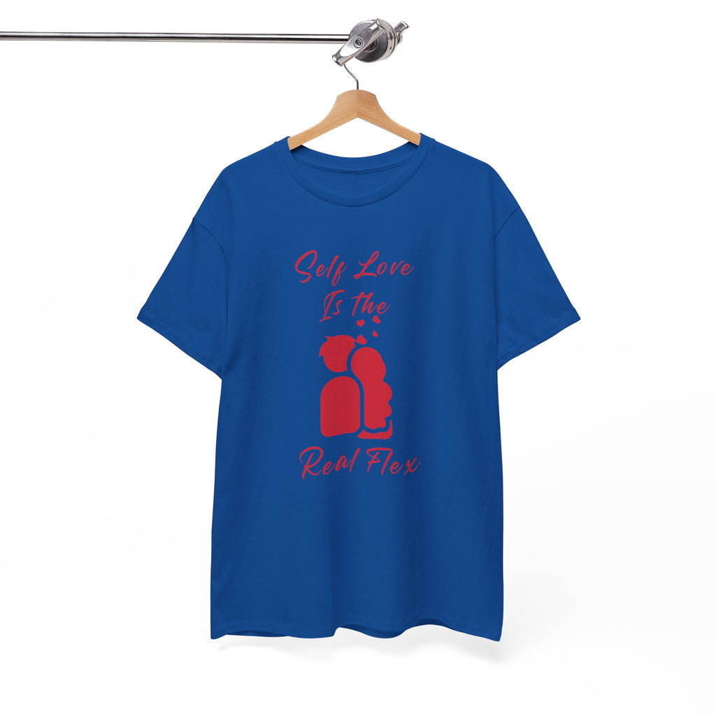 T-Shirt — "Self Love Is The Real Flex" Romantic Couple Graphic Tee
