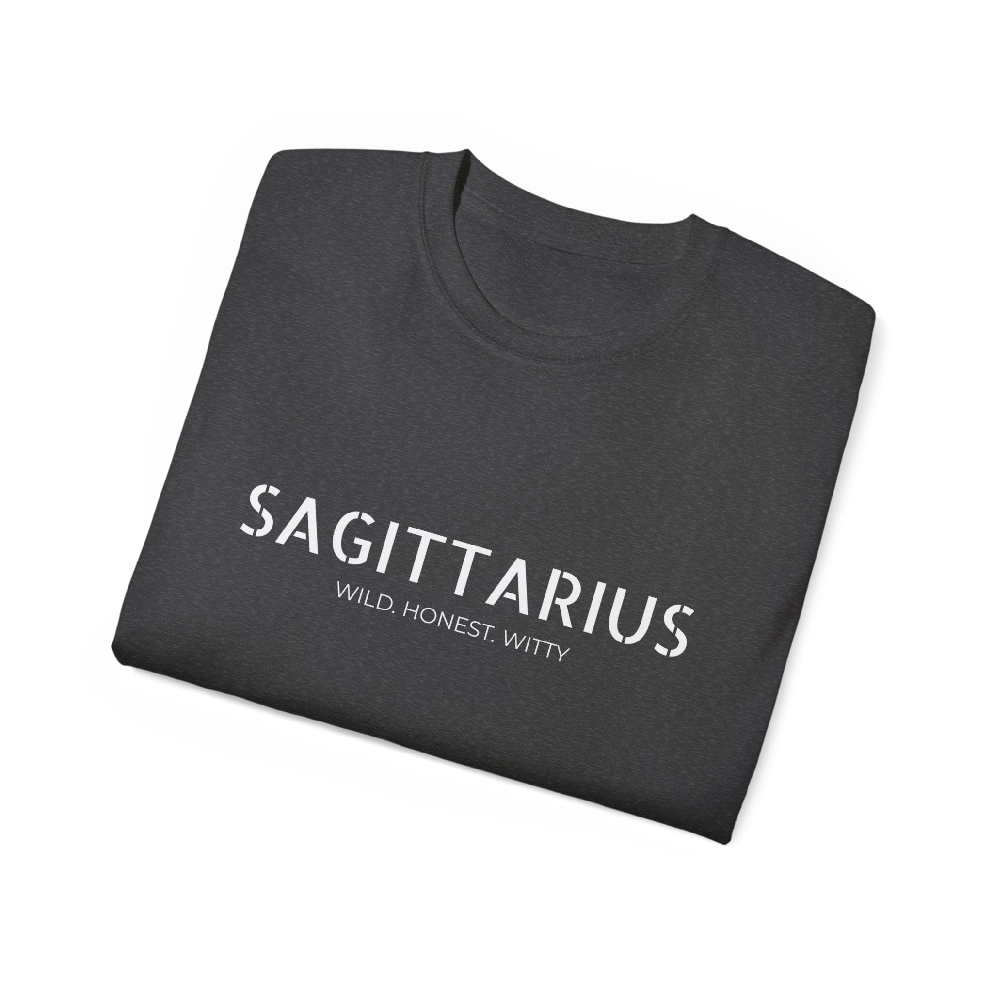 Sagittarius Tee — "Wild. Honest. Witty." Zodiac Shirt for Astrology Lovers