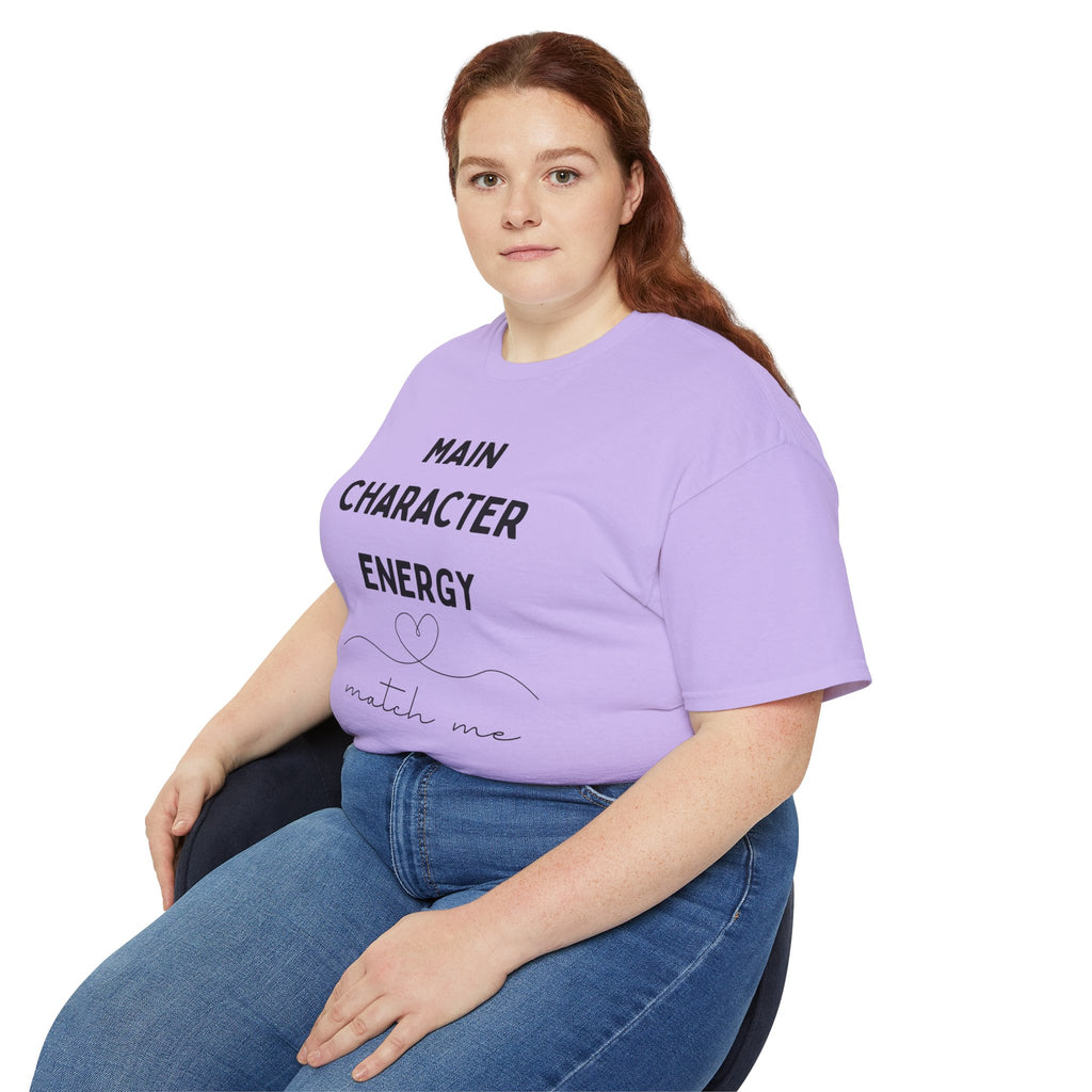 Main Character Energy Tee — "Match Me" Graphic Cotton Shirt