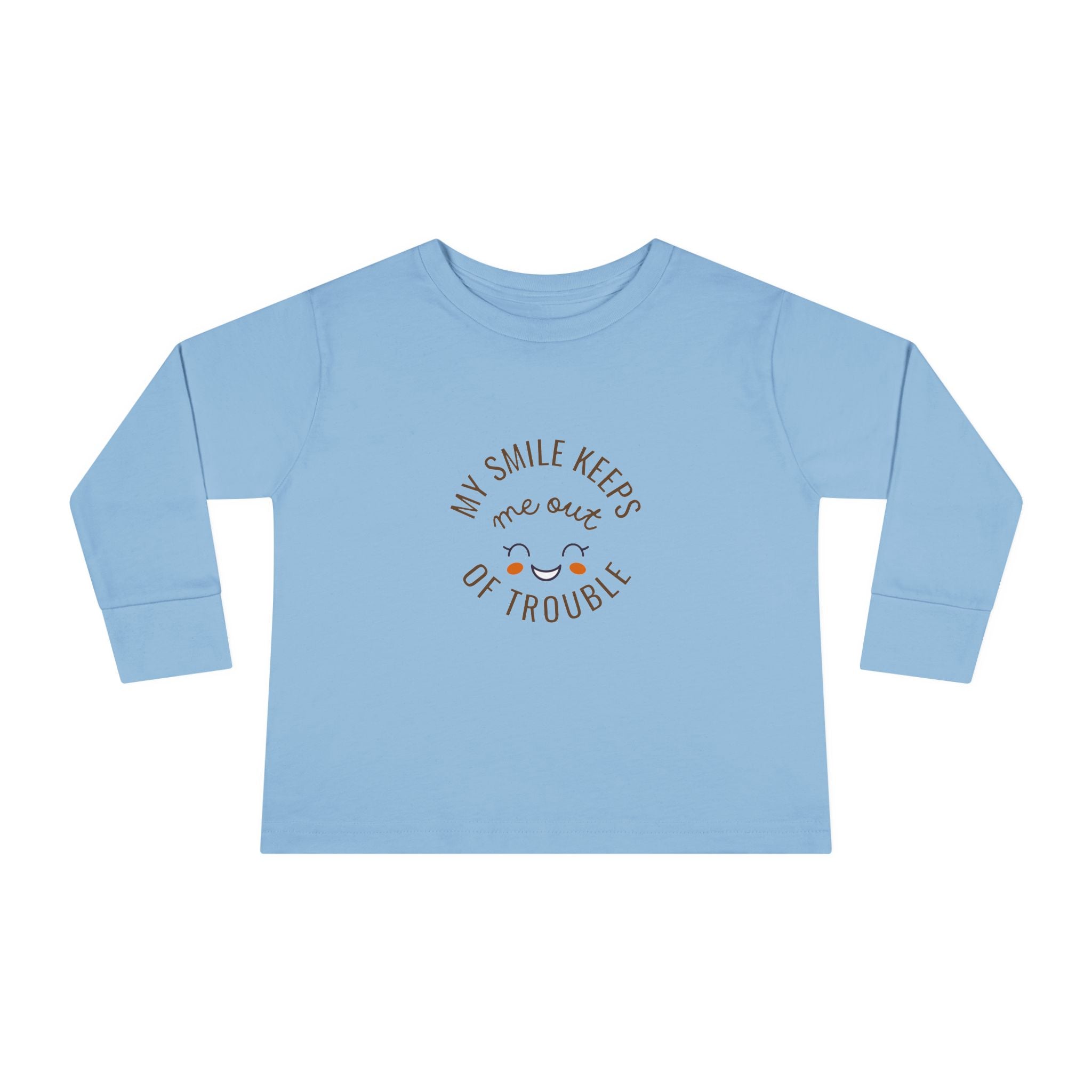 My smile keeps me out of trouble Toddler Long Sleeve Tee