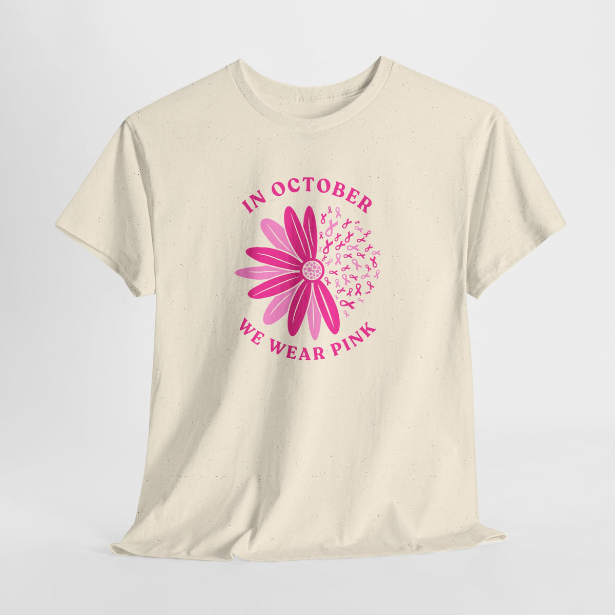 Breast Cancer Awareness Tee — "In October We Wear Pink" Floral Design