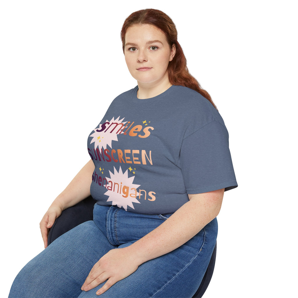 Smiles Sunscreen Shenanigans Tee — Fun Summer Beach Shirt