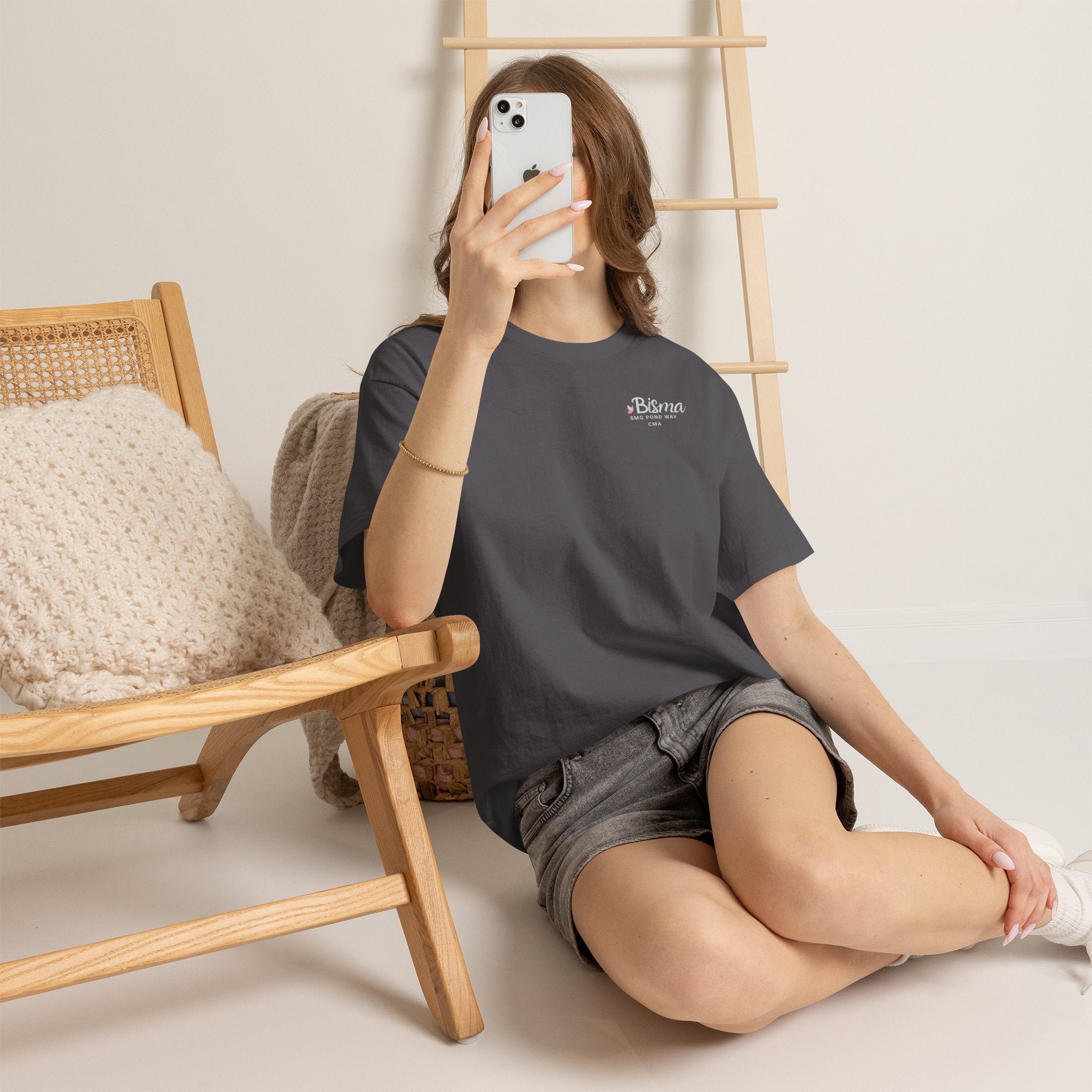 Bisma Crest Pocket Tee – Black T-Shirt White Script with Butterfly