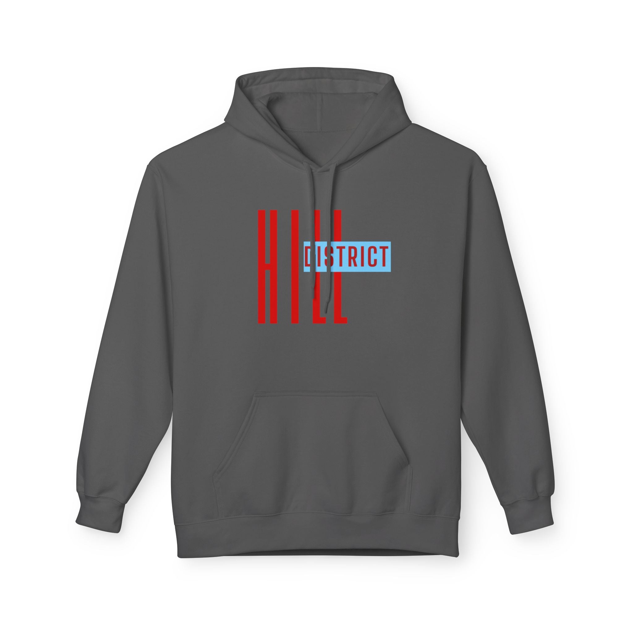 HILL District Hoodie — Retro Red & Blue 'HILL' Streetwear Pullover