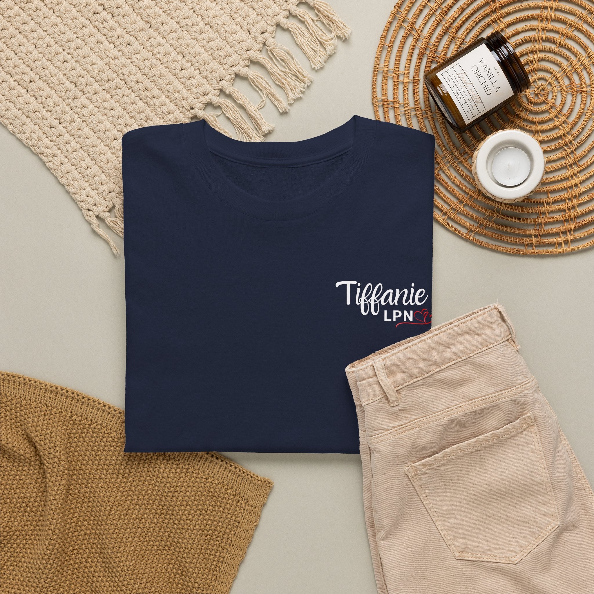 T-shirt — "Tiffany LPN" Script Logo Chest Tee