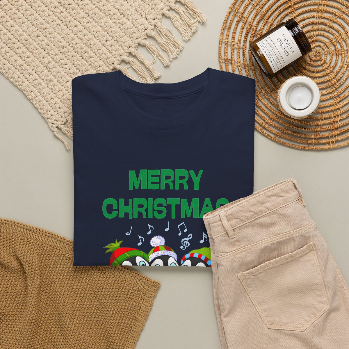 Merry Christmas Penguin Trio Holiday T-Shirt