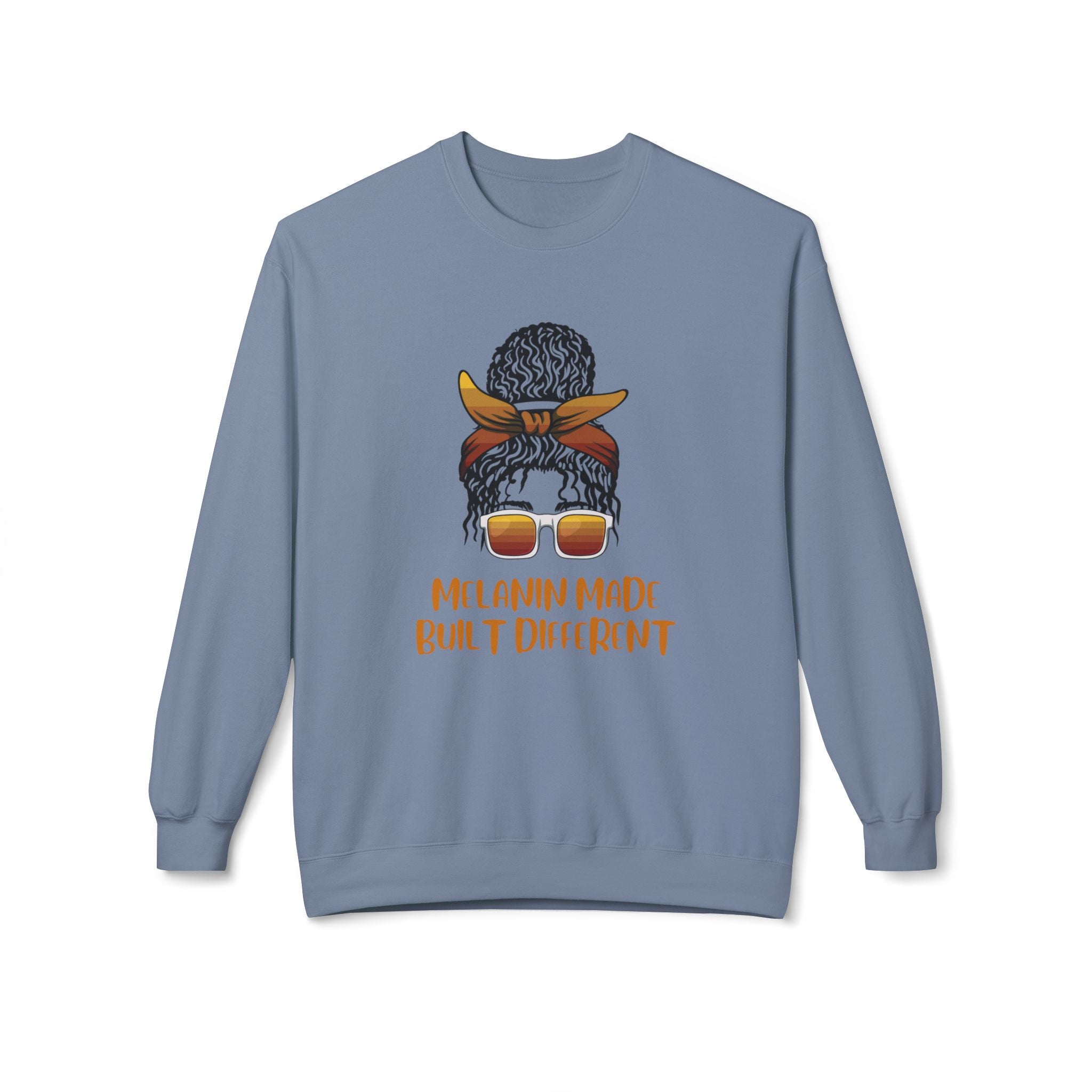 Melanin Made Built Different Sweatshirt — Afro Puff Bandana Crewneck