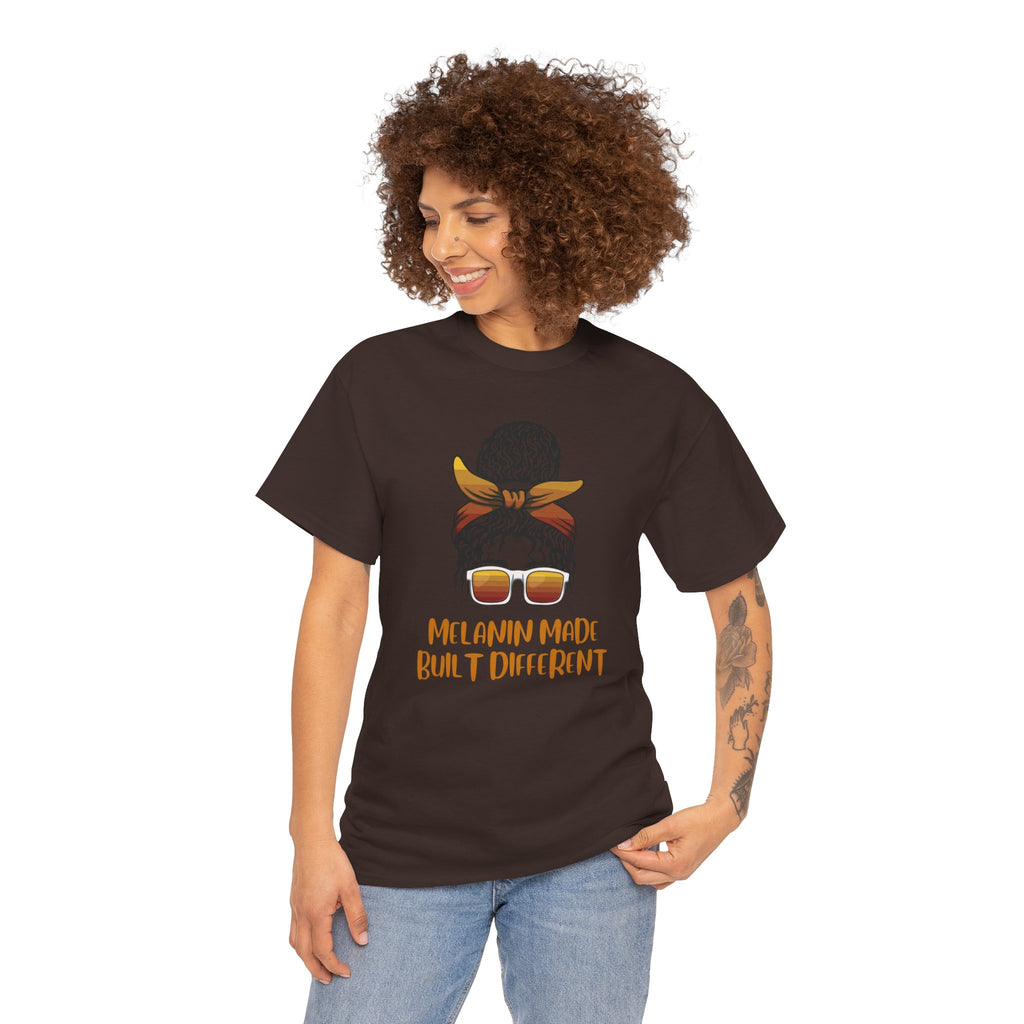 T-Shirt — "Melanin Made, Built Different" Graphic Tee
