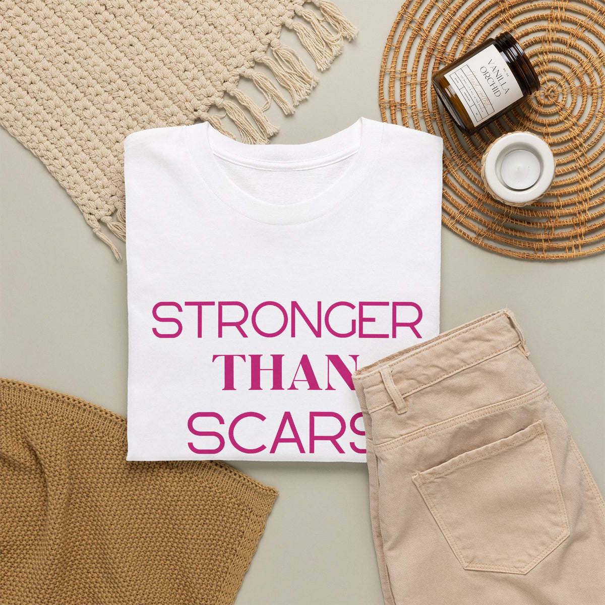 Stronger Than Scars Tee – Breast Cancer Awareness Support T-Shirt