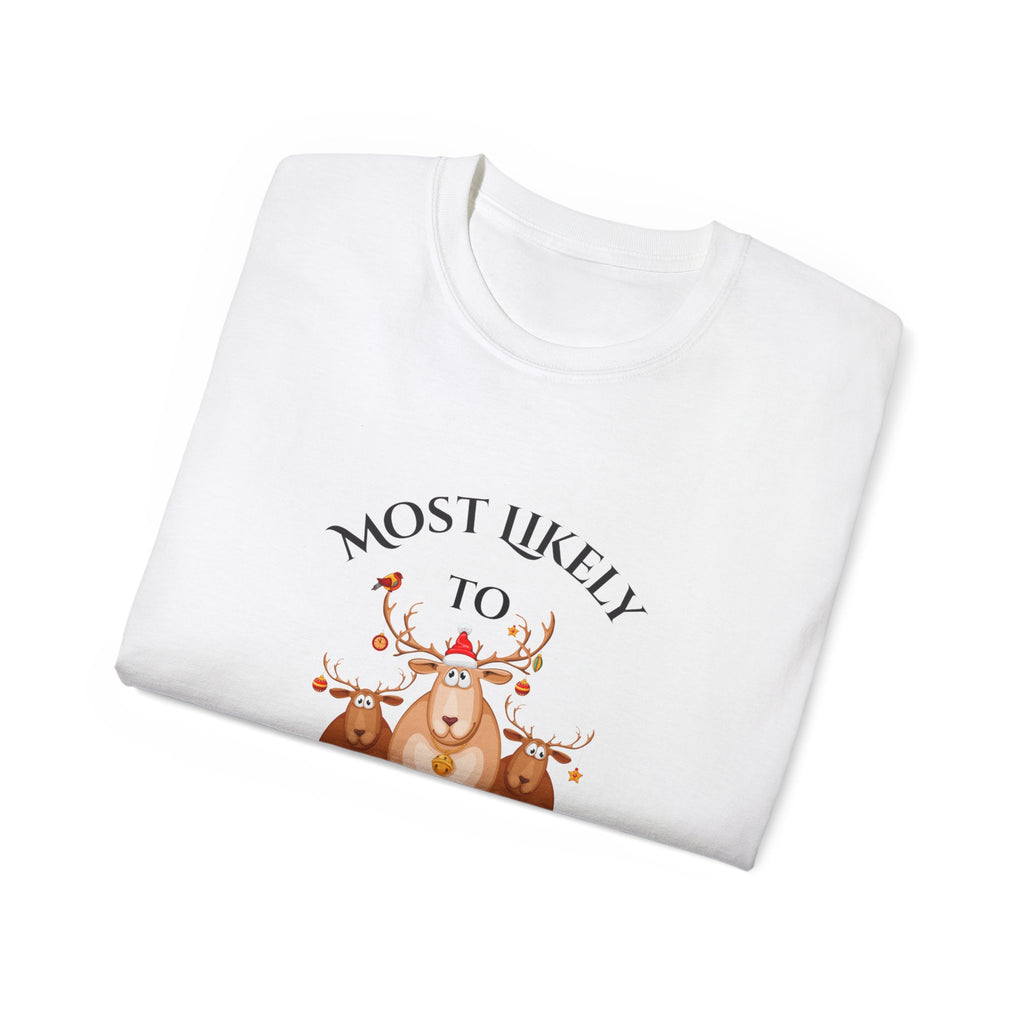 Most Likely To Bring A New Friend To Dinner Tee | Funny Unisex Cotton T-Shirt, Ideal for Parties, Gift for Foodies, Thanksgiving