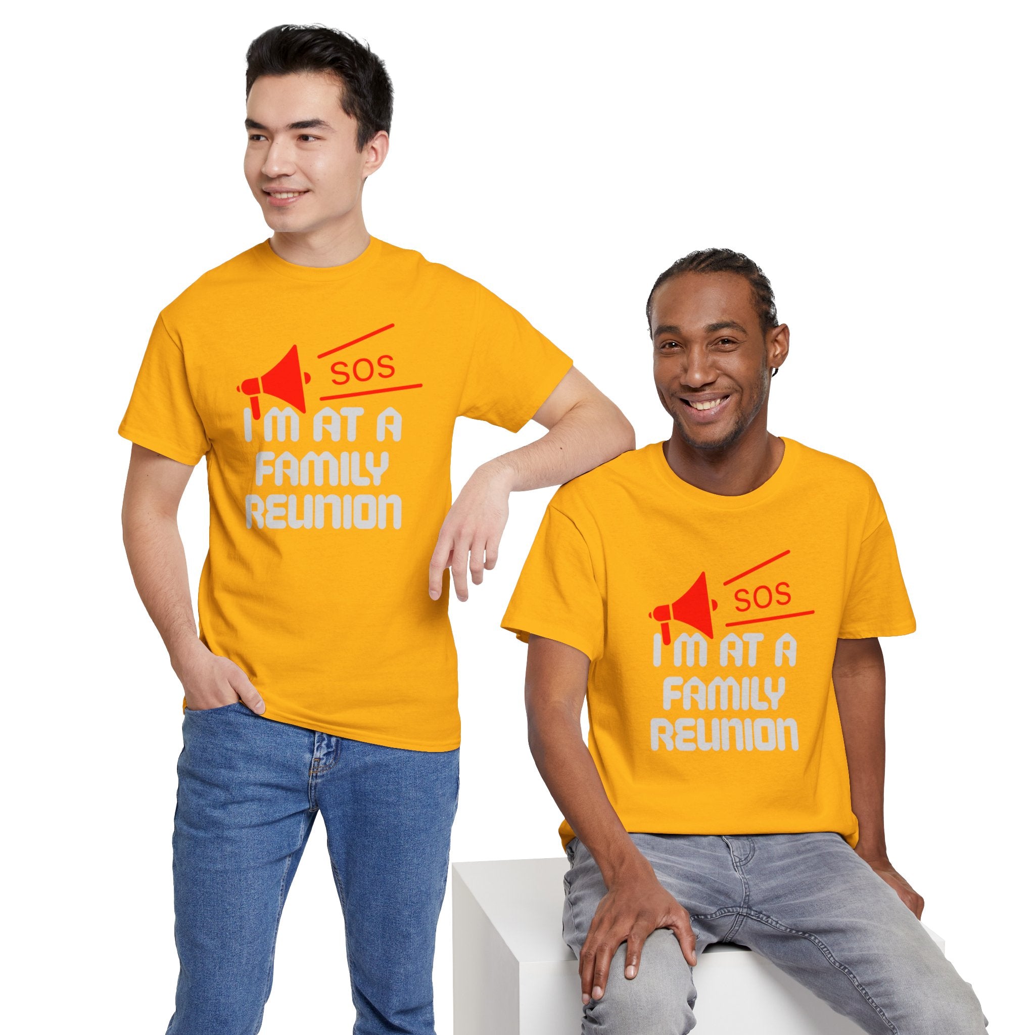 I'm At A Family Reunion T‑Shirt — Funny SOS Megaphone Family Reunion Tee
