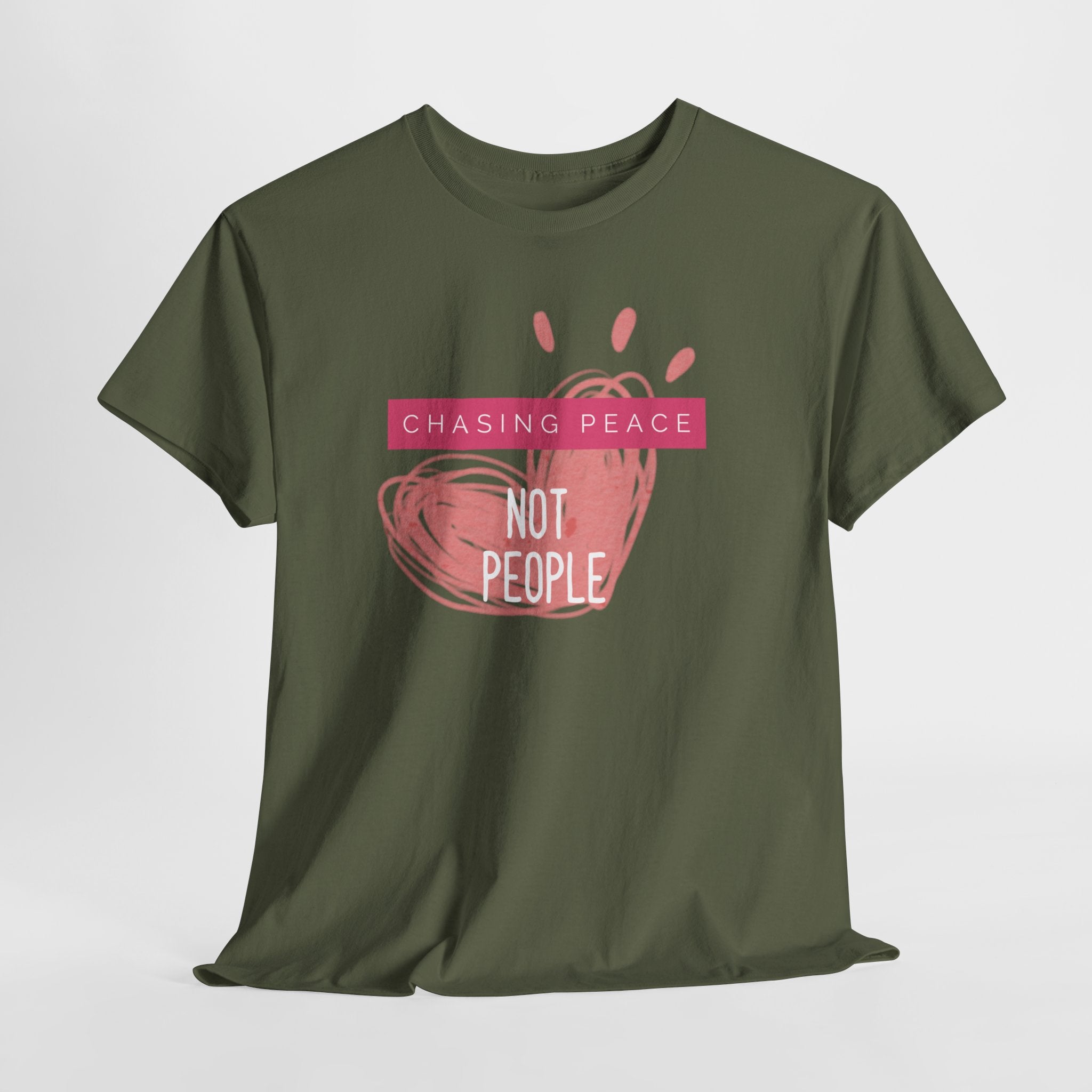 Chasing Peace Not People Tee — Pink Graphic Mental Health Awareness T‑Shirt
