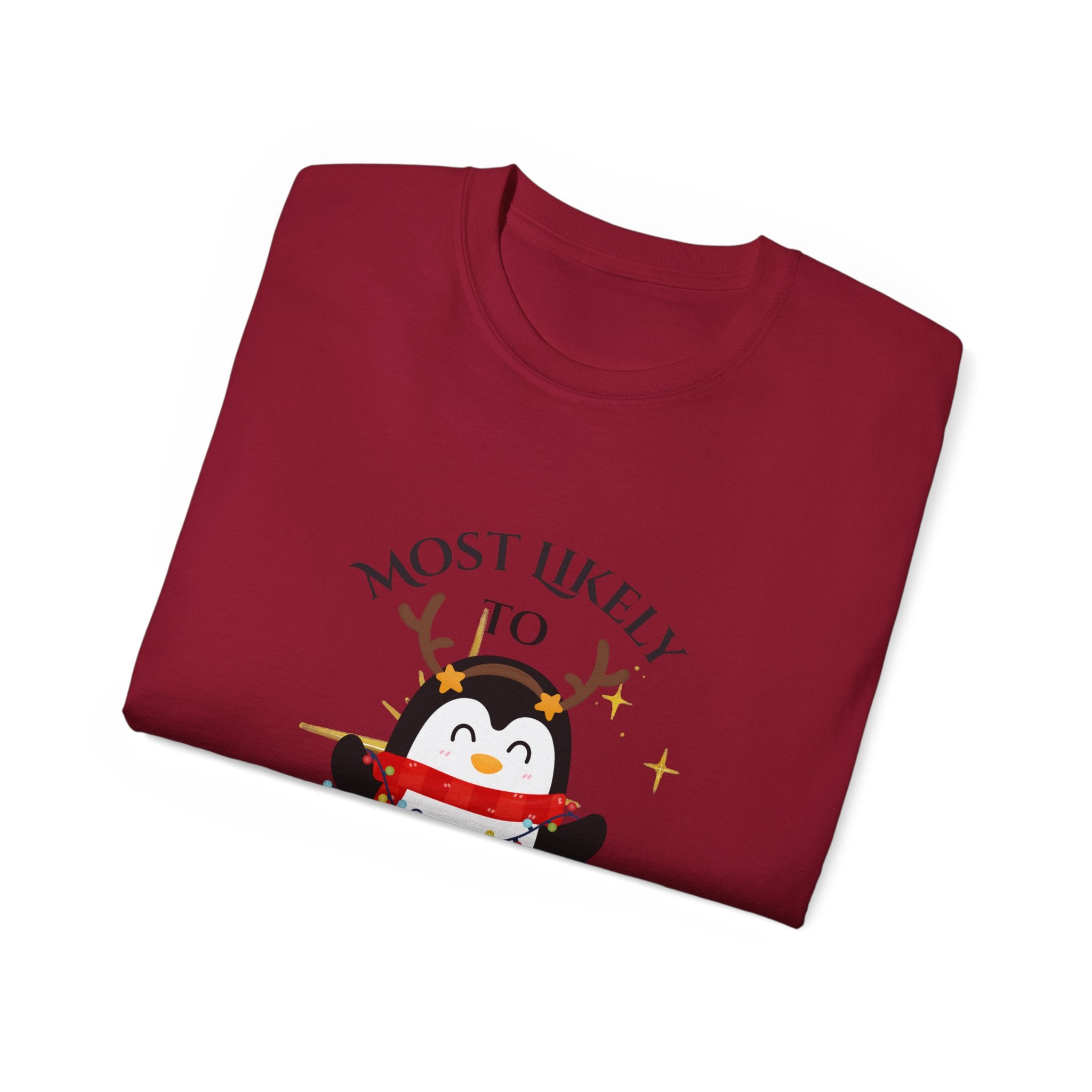 Most Likely to love Gift Cards Tee, Funny Holiday Shirt, Cute Christmas T-Shirt, Gift for Him/Her, Unisex Cotton Tee