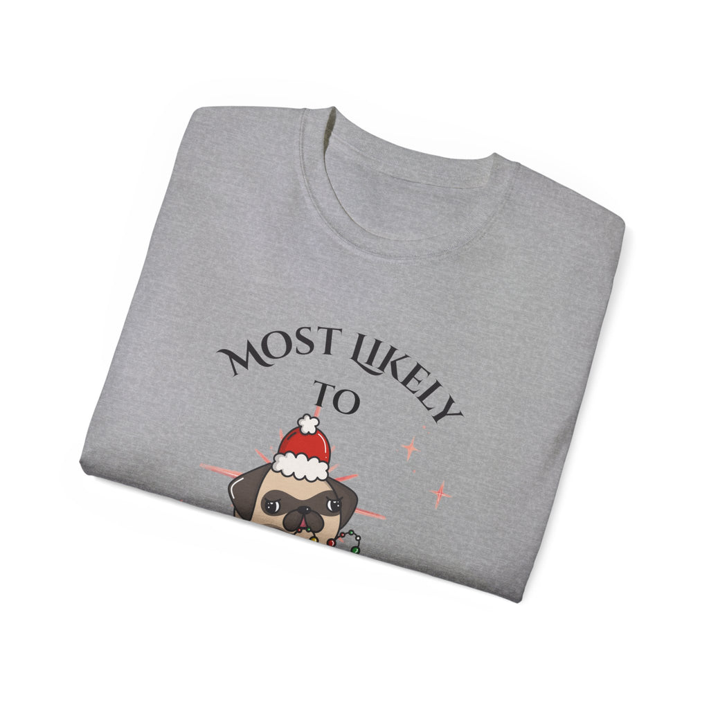 Most Likely to Sit on Santa's Lap, Cute Christmas Dog Tee - Holiday Gift, Dog Lover Shirt, Funny Xmas Apparel, Unisex Christmas Top