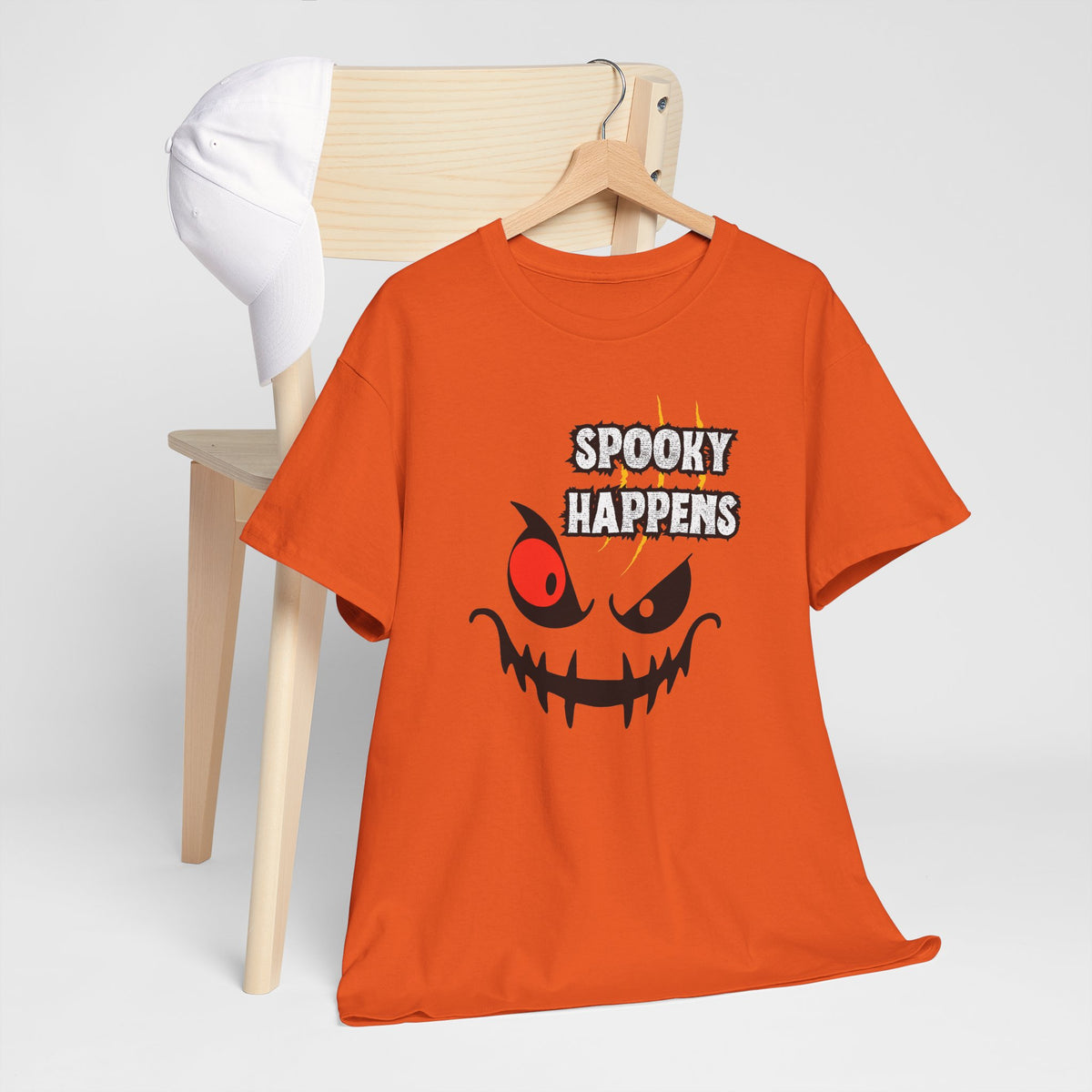 Spooky Happens Halloween T-Shirt — Creepy Jack-O'-Lantern Face Tee