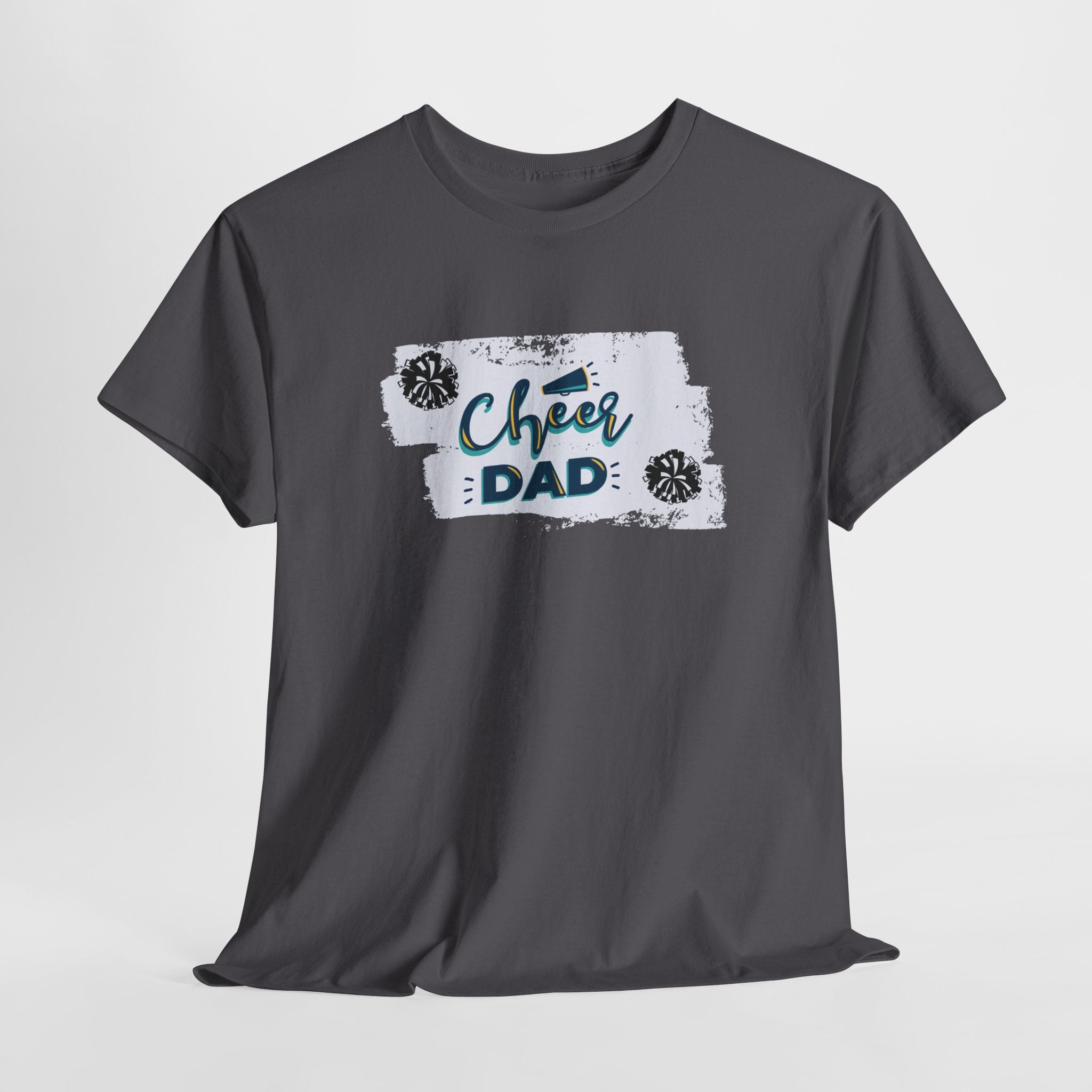 Cheer Dad T-Shirt — Cheerleading Dad Tee with Pom-Poms, Father's Day Gift