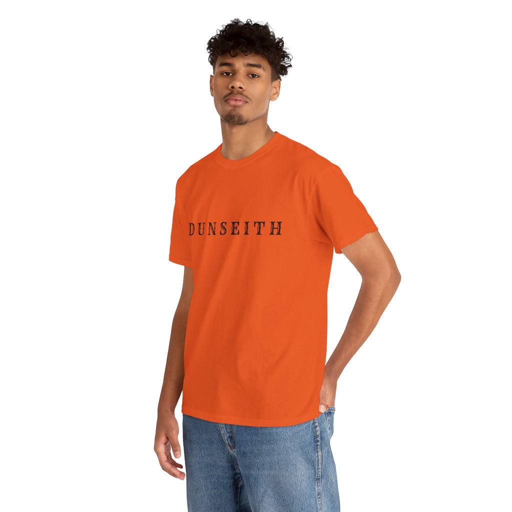DUNSEITH Minimalist Text Tee — Classic White Graphic T-Shirt