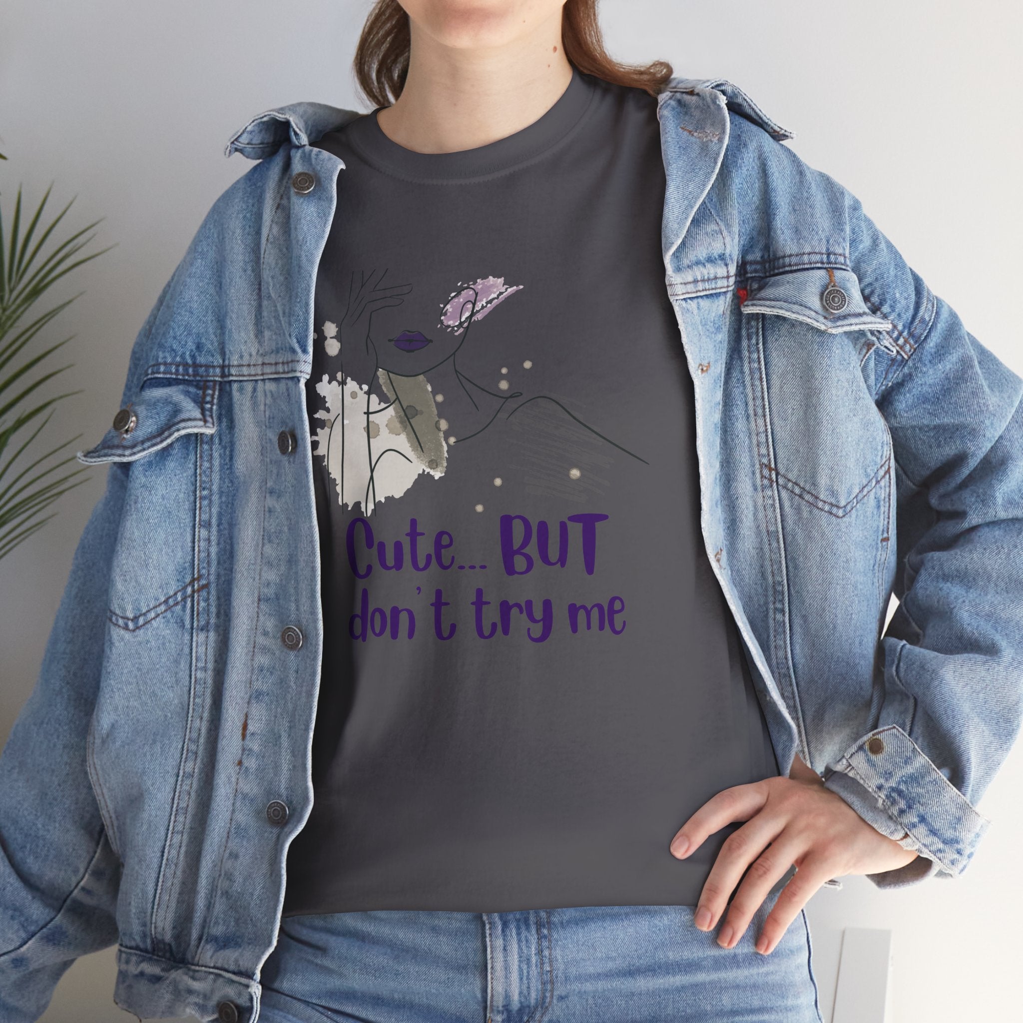 T‑Shirt — Cute… but don’t try me | Minimal Floral Graphic Tee
