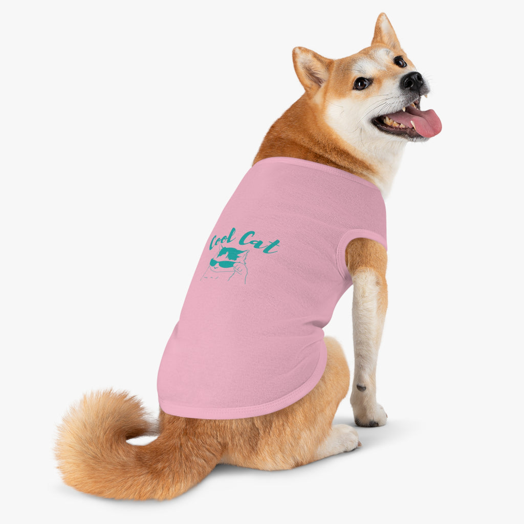 Cool Cat Pet Tank Top — Teal "Cool Cat" Graphic Dog & Cat Shirt