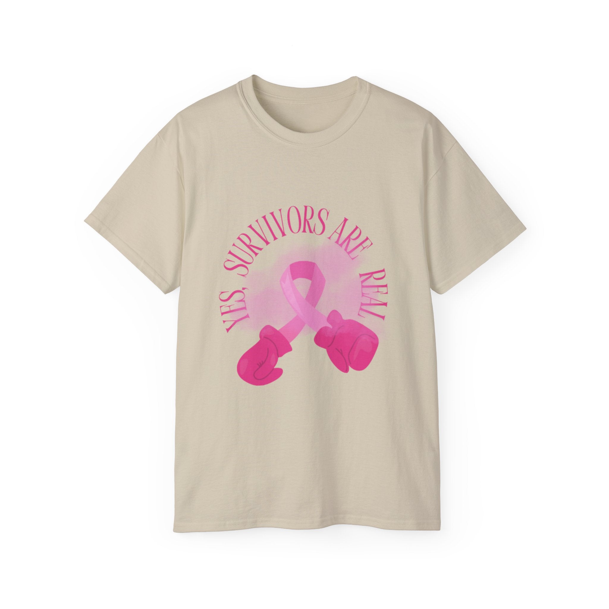 Breast Cancer Survivors Are Real T-Shirt — Pink Ribbon Boxing Gloves Tee