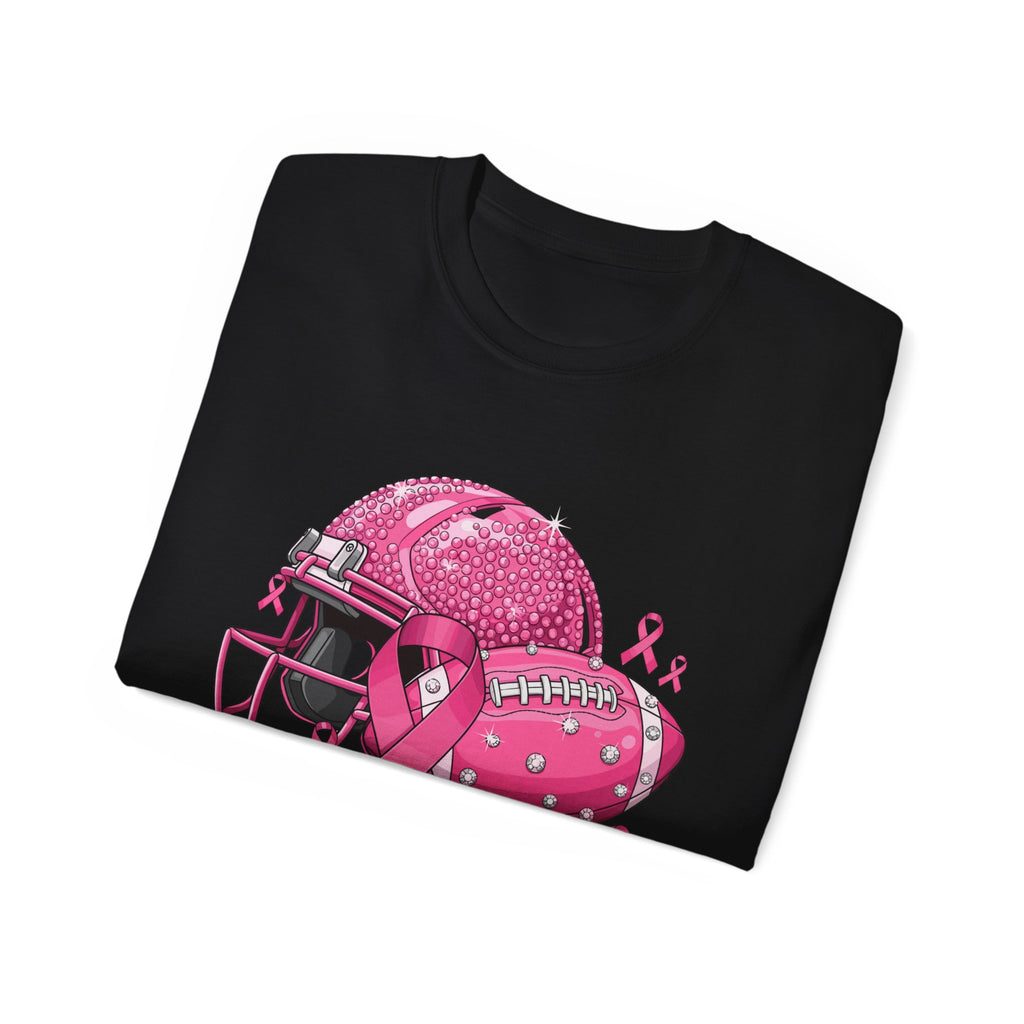 Breast Cancer Awareness Football Helmet T-Shirt – Pink Ribbon Support Tee