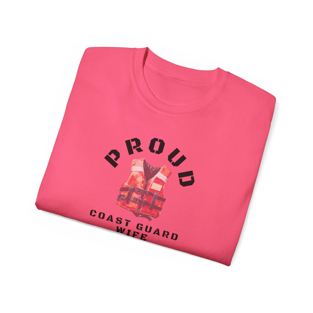 Proud Coast Guard Wife T-Shirt — Life Vest Graphic Tee for Military Spouses