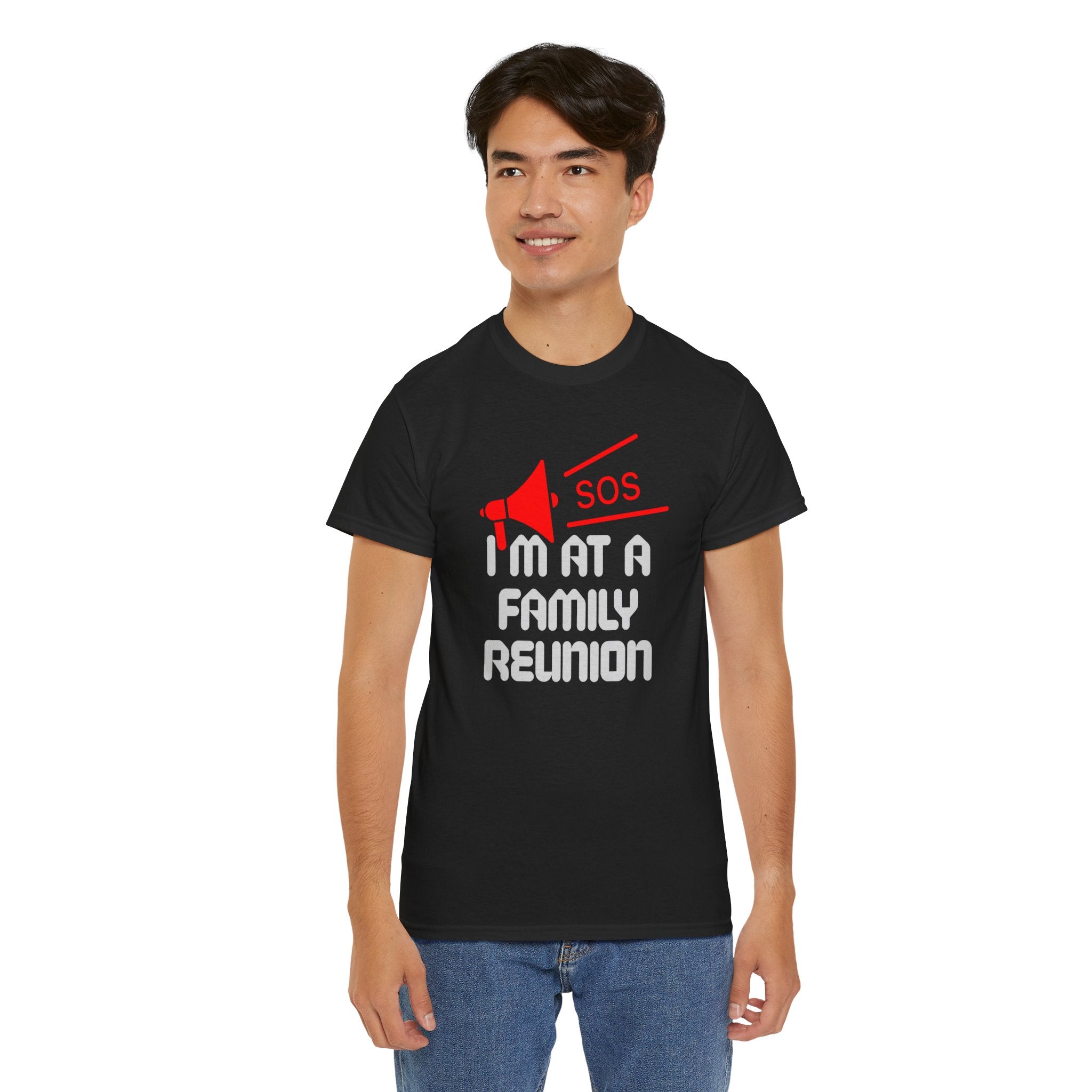 I'm At A Family Reunion T‑Shirt — Funny SOS Megaphone Family Reunion Tee