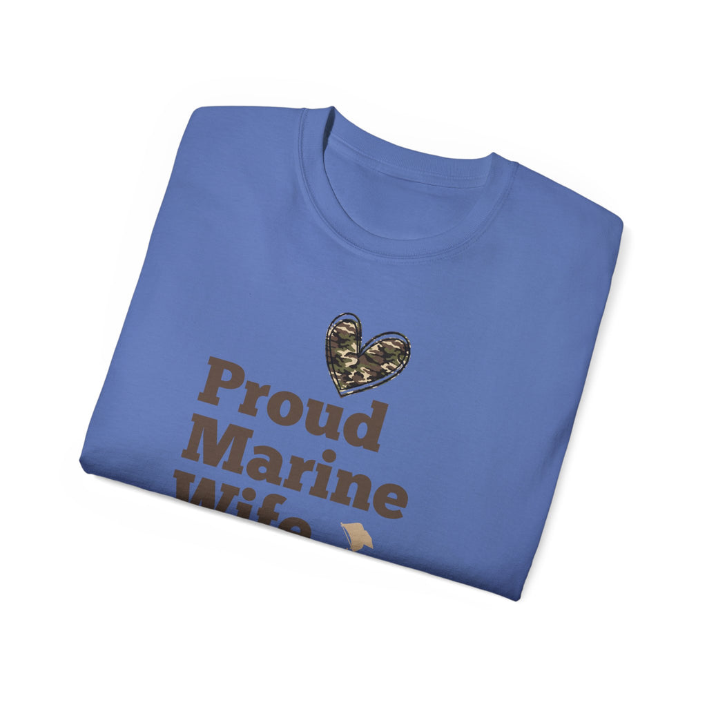 Proud Marine Wife T-Shirt — Camouflage Heart & Marine Family Tee
