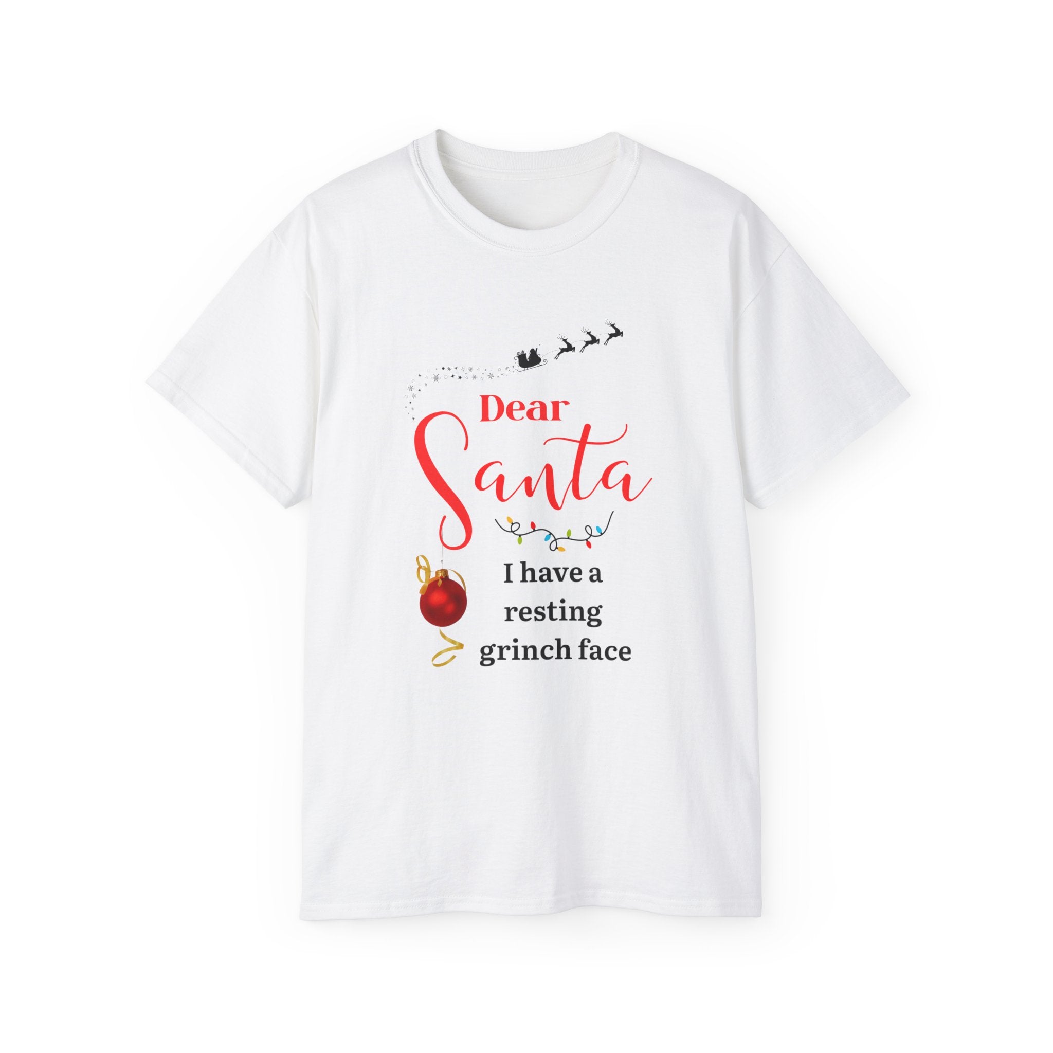 Dear Santa Grinch Tee, Funny Holiday Shirt, Christmas Gift, Unisex Cotton T-Shirt, Grinch Face Apparel, Festive Tee
