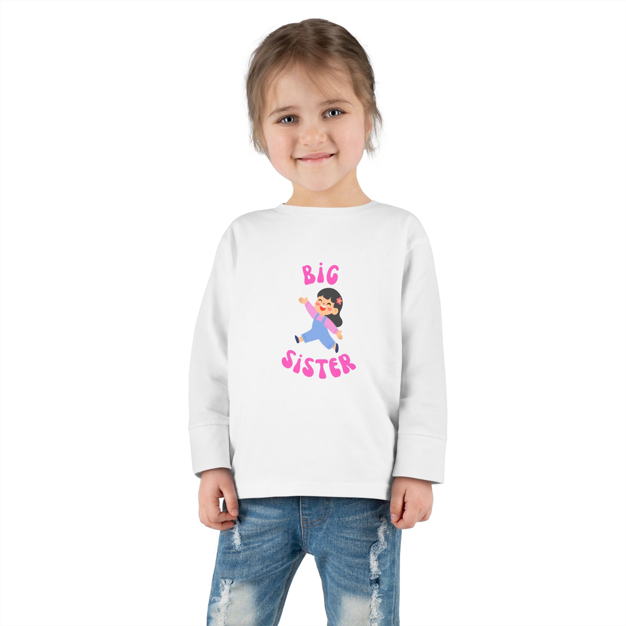 Big Sister Toddler Long Sleeve Tee — Cute Announce Shirt for New Siblings