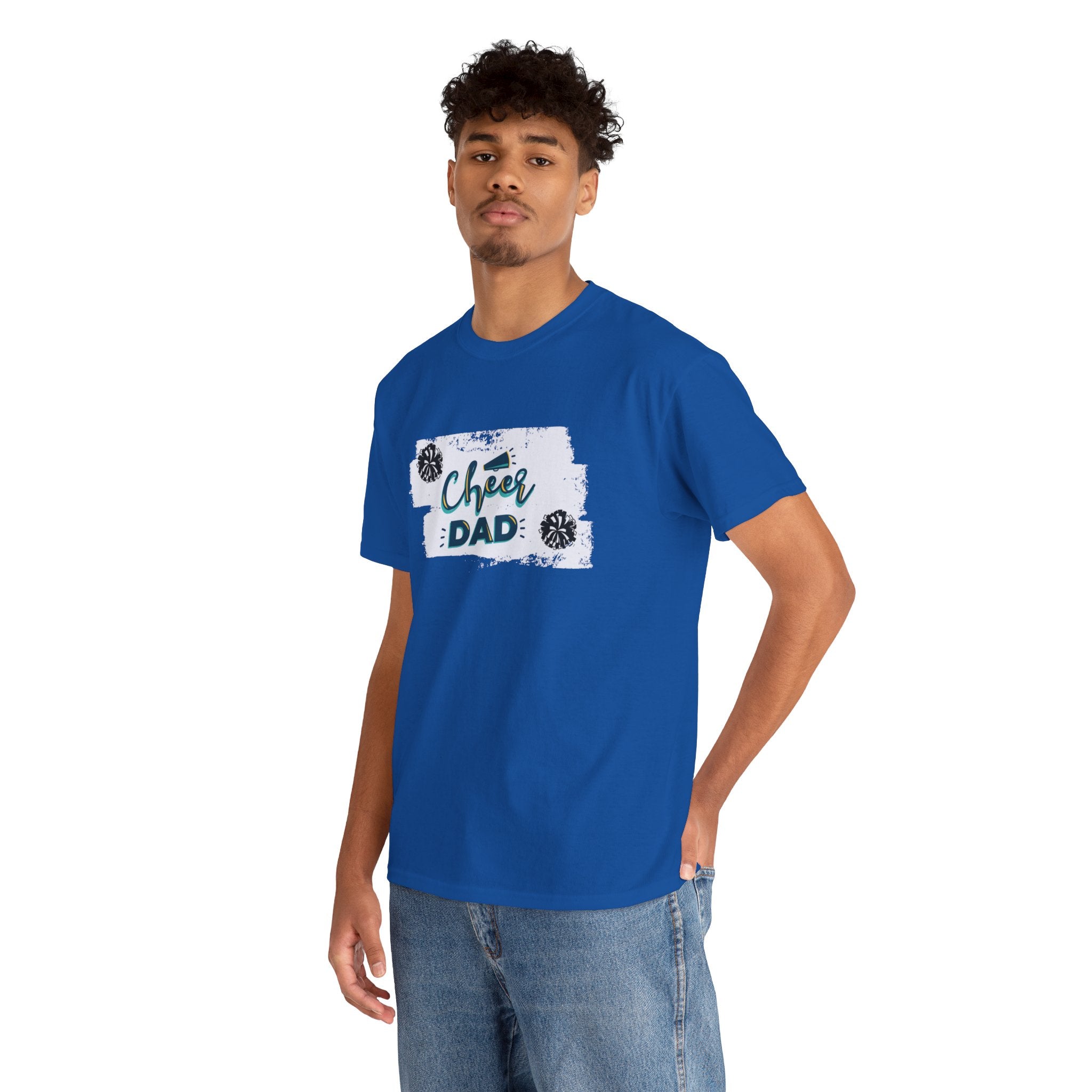 Cheer Dad T-Shirt — Cheerleading Dad Tee with Pom-Poms, Father's Day Gift