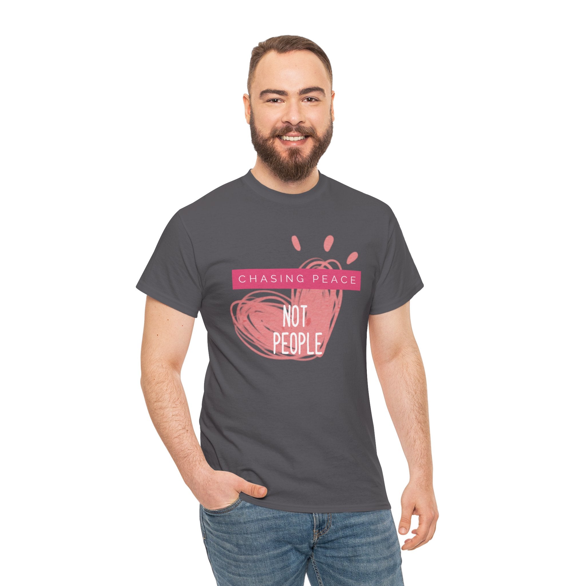 Chasing Peace Not People Tee — Pink Graphic Mental Health Awareness T‑Shirt